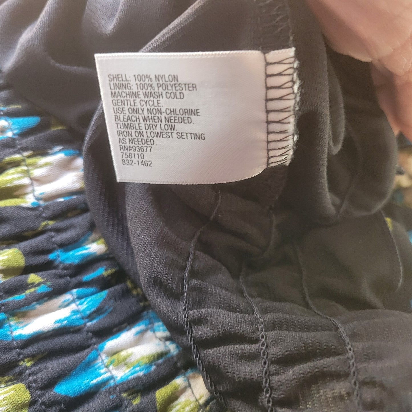 Worthington Womens Top Extra Large XL Peplum Puff Sleeve Blue Black Watercolor