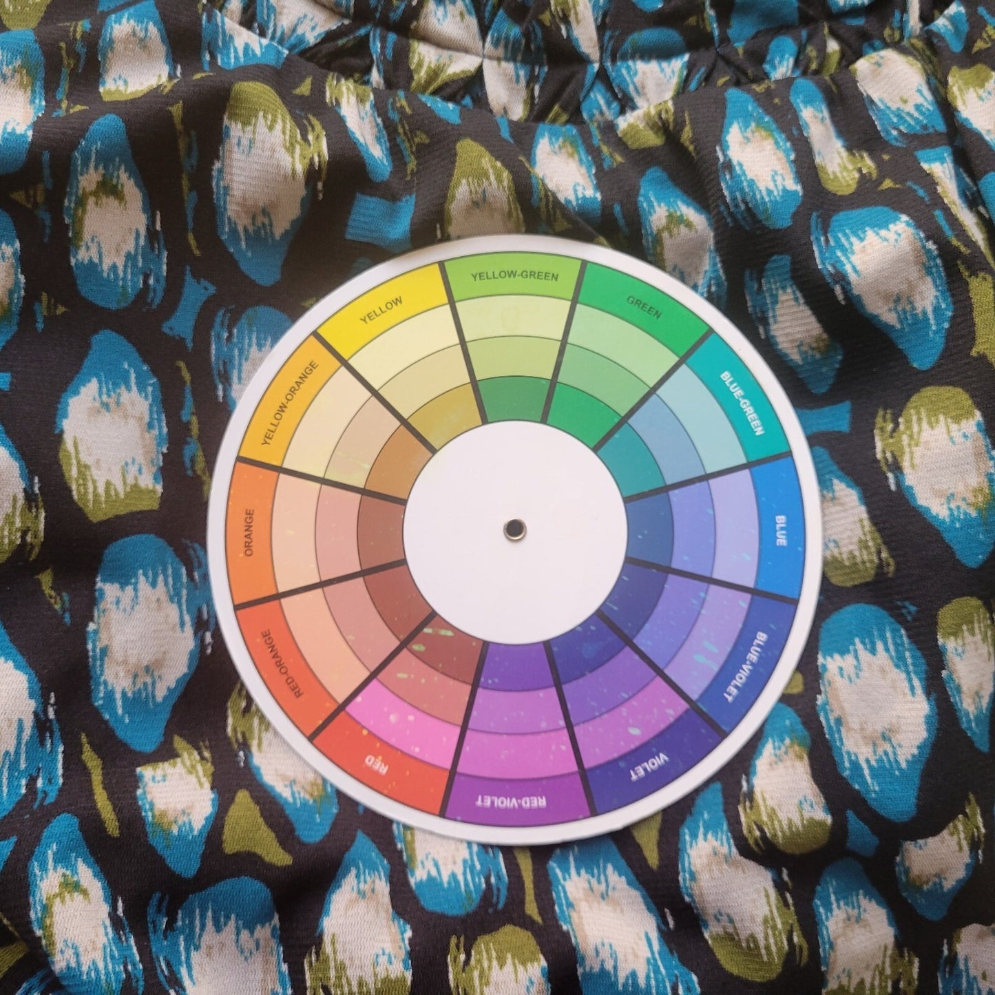 Worthington Womens Top Extra Large XL Peplum Puff Sleeve Blue Black Watercolor