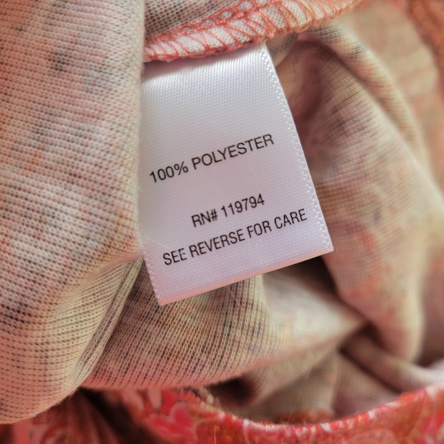 One World Womens Top Extra Large XL Short Sleeve Pink Paisley Polyester Studded