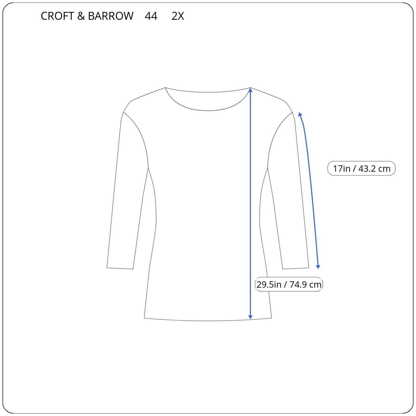 Croft Barrow Womens Top 2X Plus Cardigan Open Gray Cuffed 3/4 Sleeve Pockets