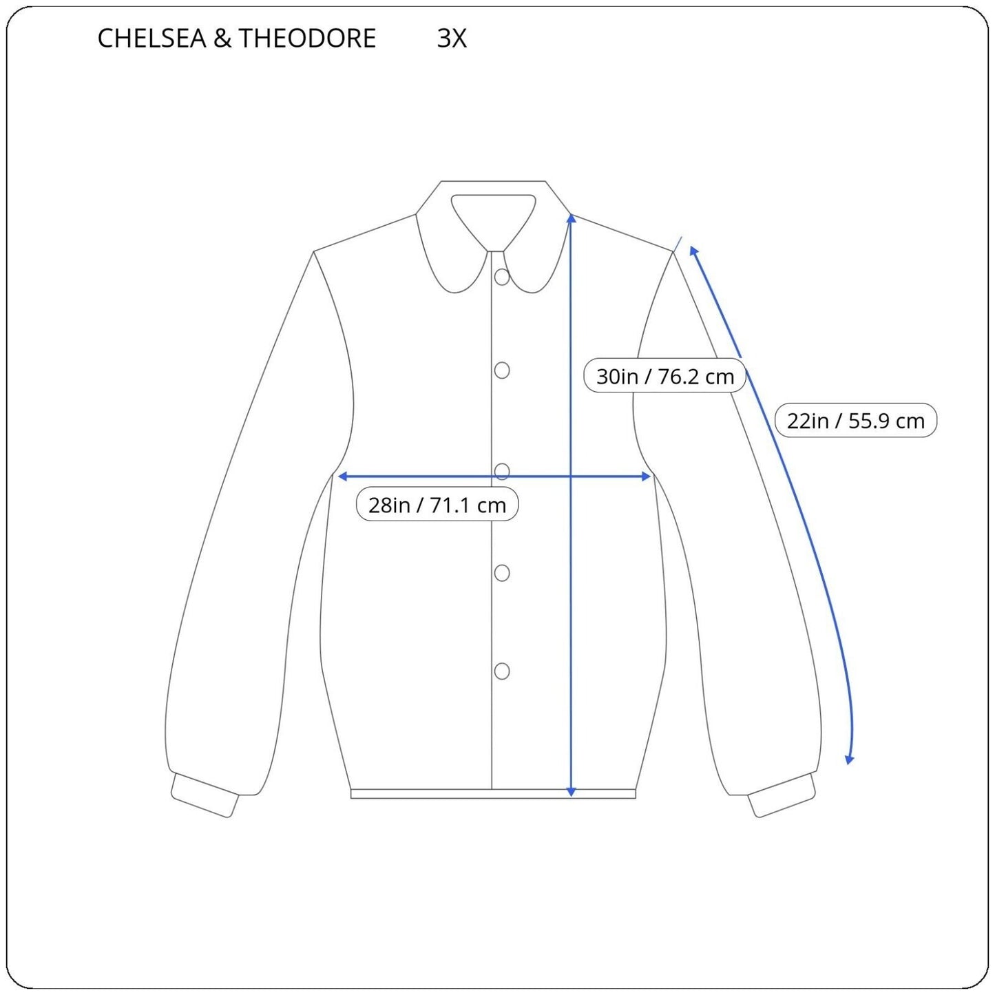 Chelsea Theodore Women Top 3X Long Sleeve Blue Button Up Lightweight Sheer Rayon