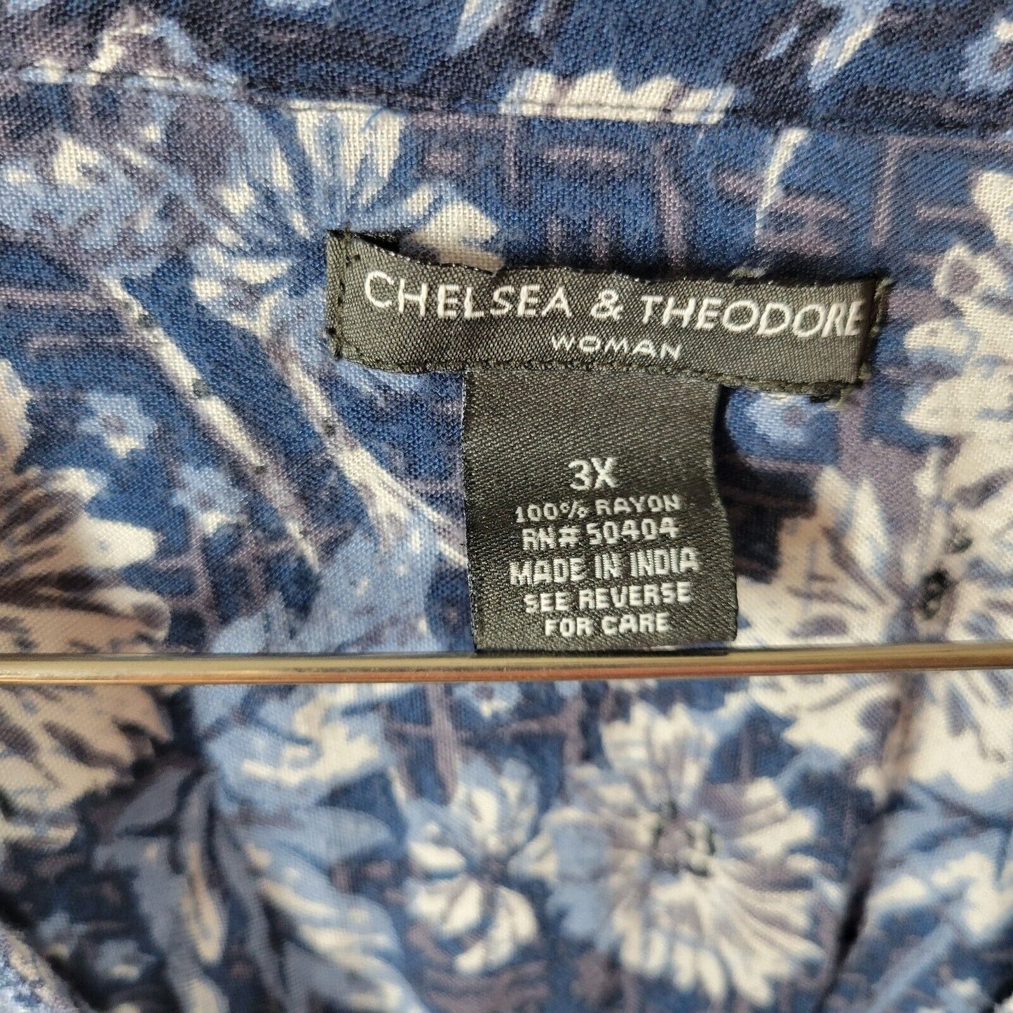 Chelsea Theodore Women Top 3X Long Sleeve Blue Button Up Lightweight Sheer Rayon
