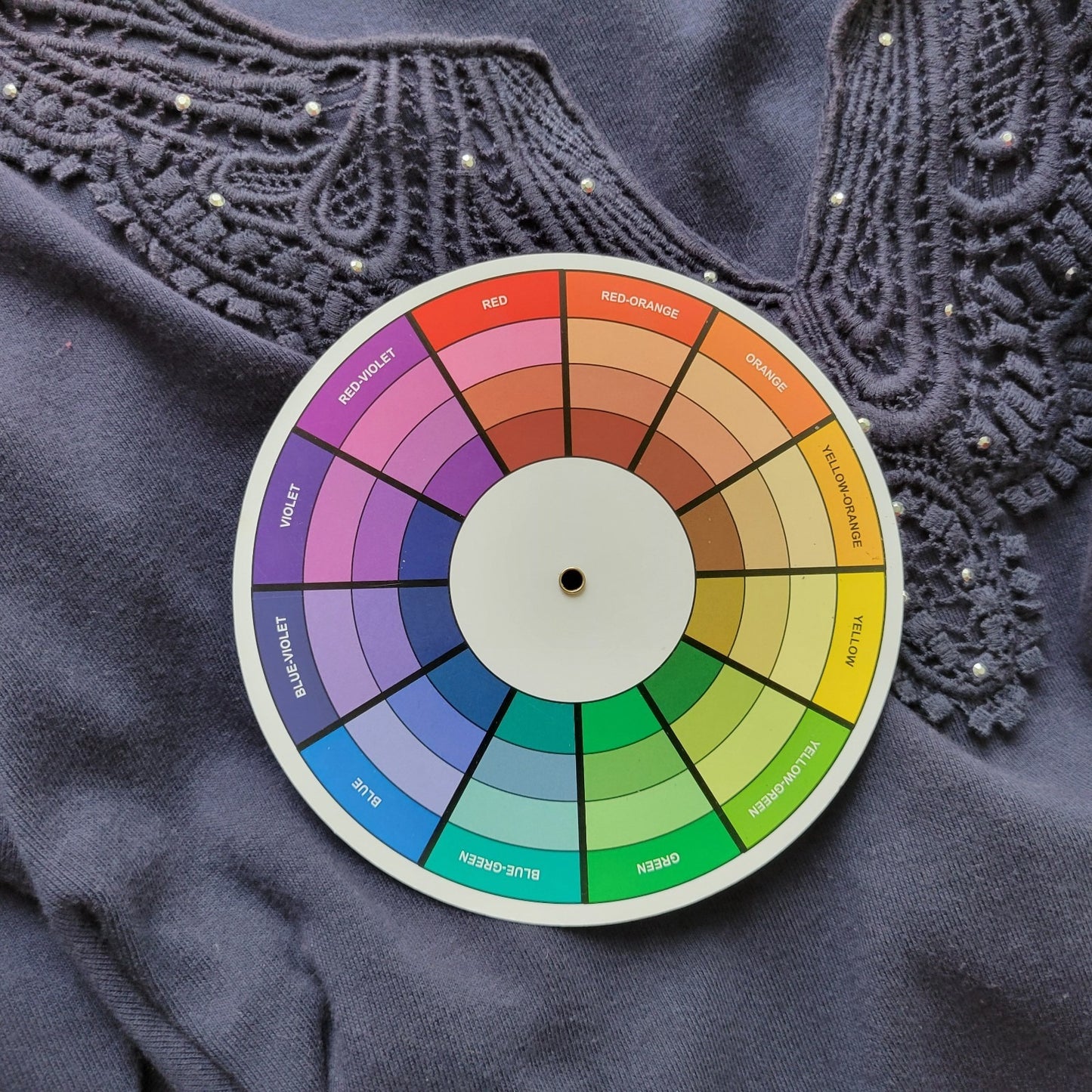 Karen Scott Womens Top 2X Plus 3/4 Sleeve Blue Crochet Trim Studded Casual Comfy