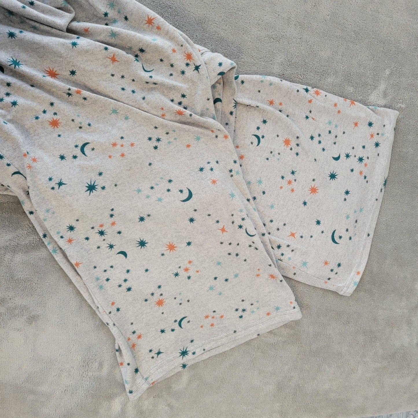 Joyspun Womens Pajama Pants 2X Plus Comfy Gray Moons Stars Loungewear Drawstring