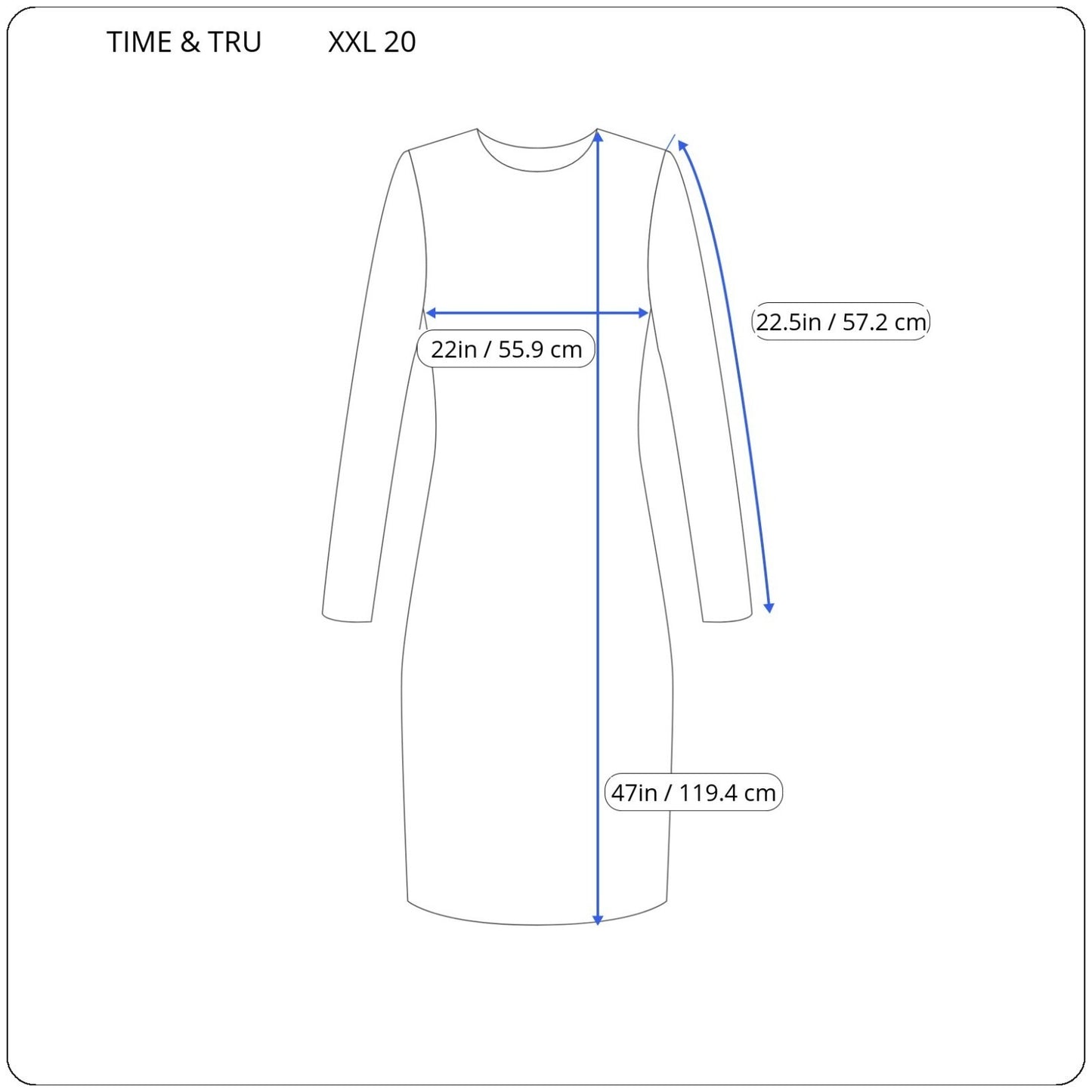 Time Tru Womens Maternity Dress XXL 20 Plus Long Sleeve Blue Floral Casual