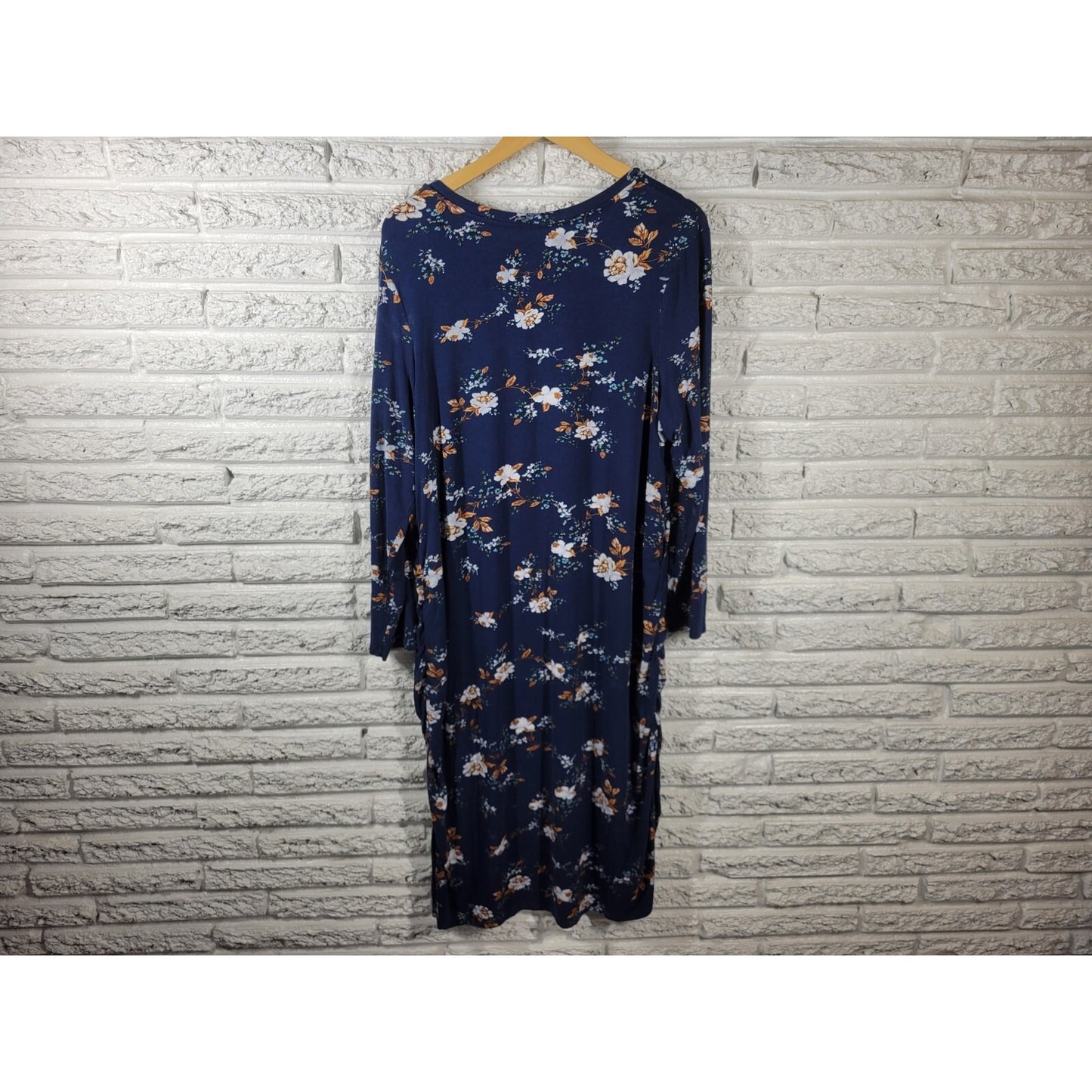 Time Tru Womens Maternity Dress XXL 20 Plus Long Sleeve Blue Floral Casual