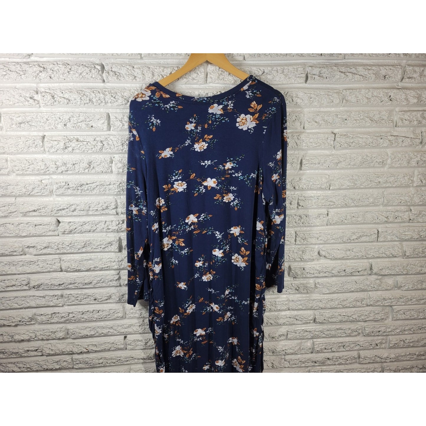 Time Tru Womens Maternity Dress XXL 20 Plus Long Sleeve Blue Floral Casual