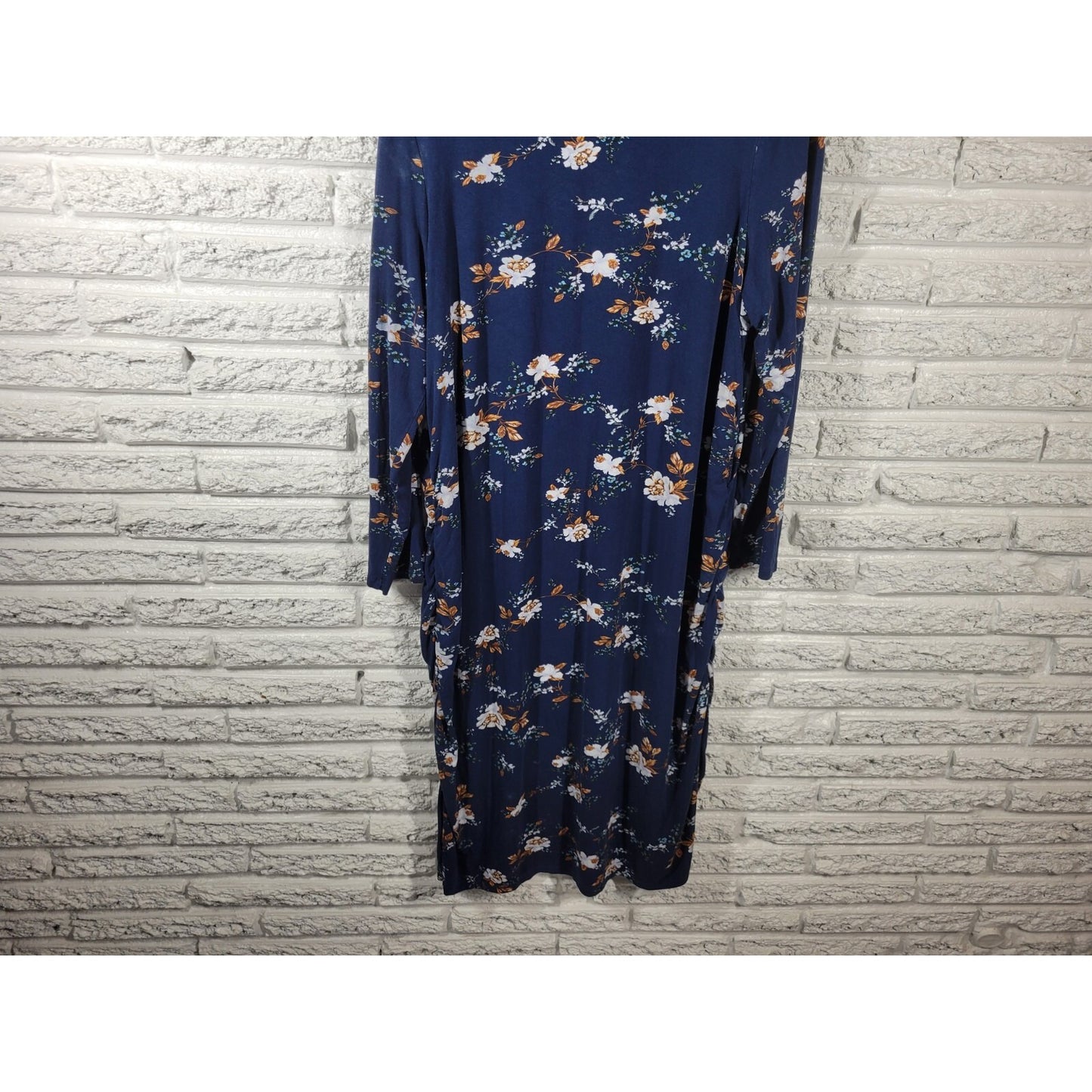 Time Tru Womens Maternity Dress XXL 20 Plus Long Sleeve Blue Floral Casual
