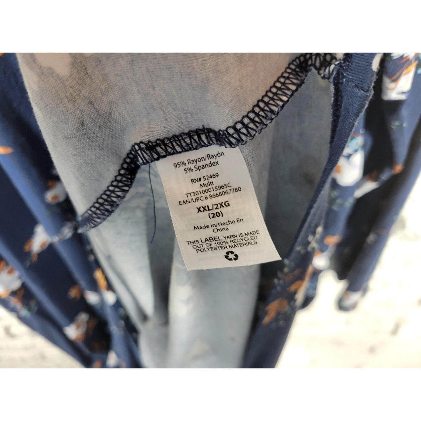 Time Tru Womens Maternity Dress XXL 20 Plus Long Sleeve Blue Floral Casual