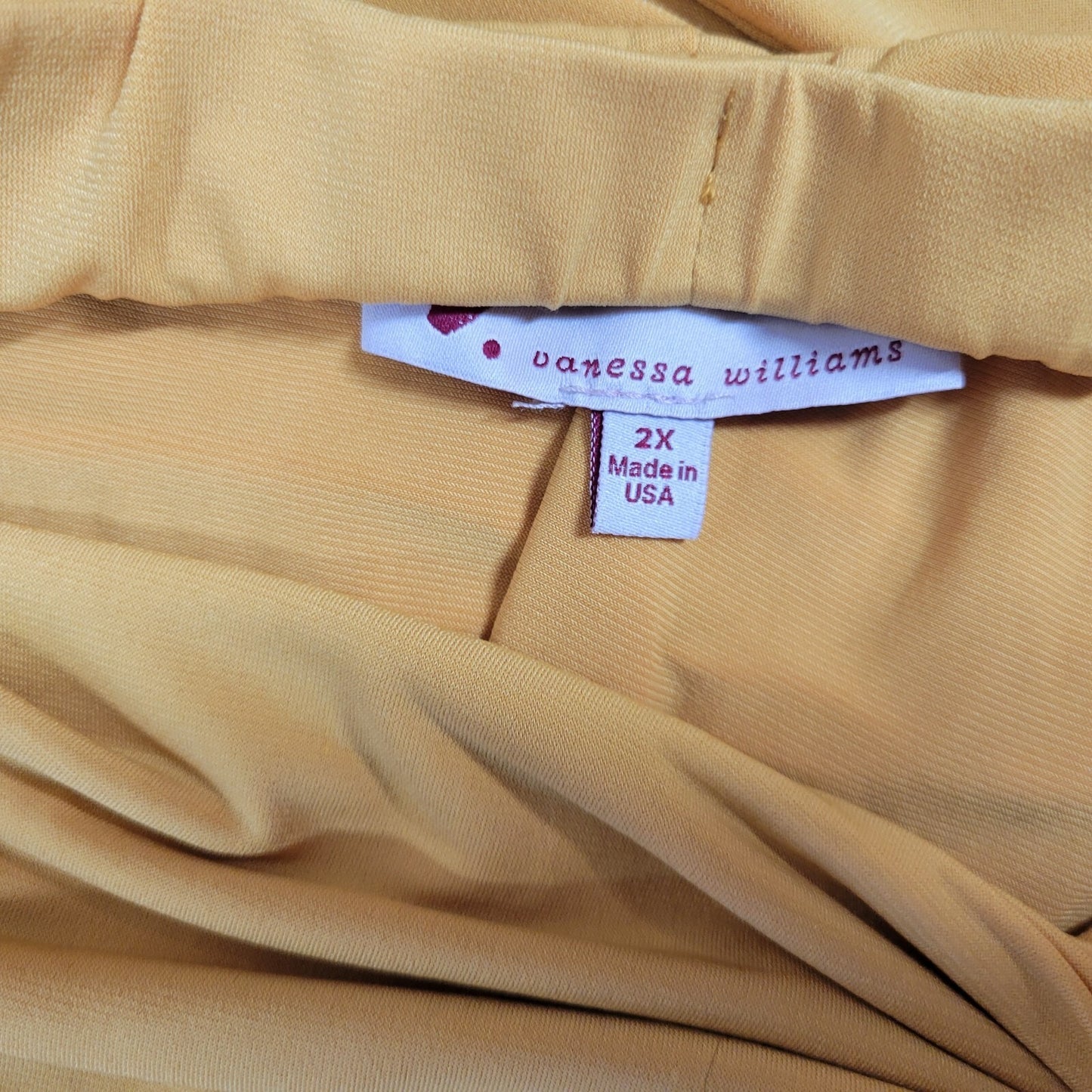 Vanessa Williams Womens Pants 2X Plus Palazzo Pull On Gold Party Poly Blend