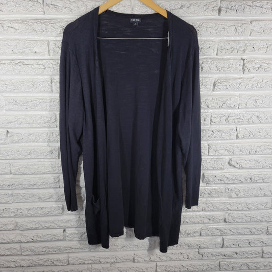 Torrid Womens Sweater 3 3X Plus Cardigan Open Black Lightweight Pockets Office
