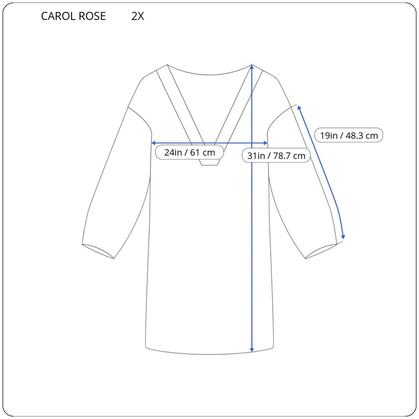 Carol Rose Women's Plus Size 2X Tunic Top Black Geometric V-Neck 3/4 Sleeve