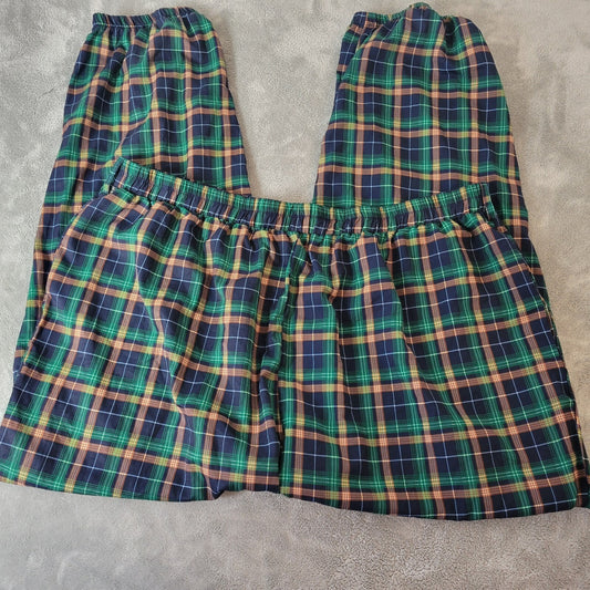 Shein Womens Pajama Pants 5XL Plus Green Red Plaid Pockets Polyester Lightweight