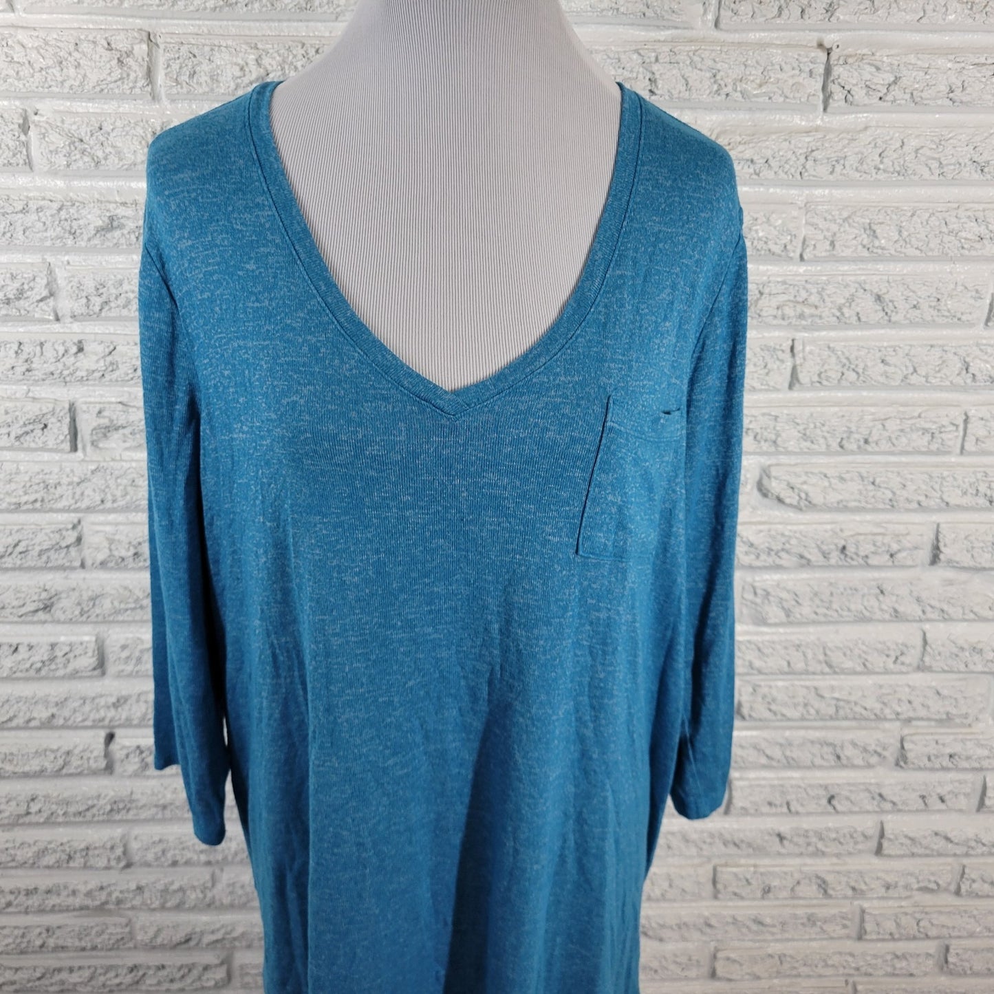 Lane Bryant Womens Top 18 20 Plus Tee 3/4 Sleeve Blue Lightweight Rayon Blend