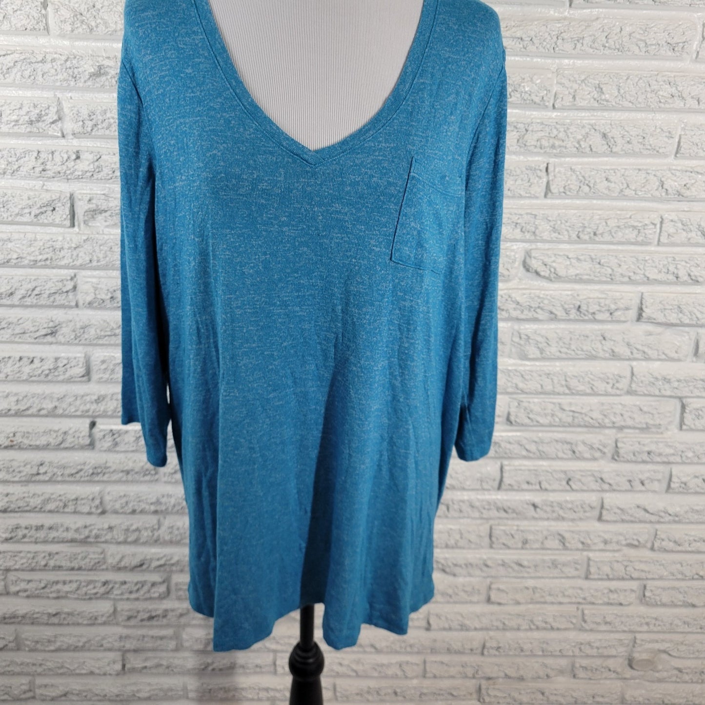 Lane Bryant Womens Top 18 20 Plus Tee 3/4 Sleeve Blue Lightweight Rayon Blend