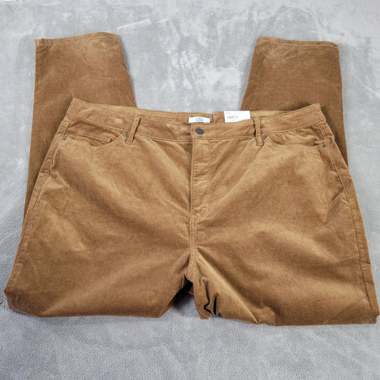 Croft Barrow Womens Pants 22W Plus Corduroy Brown Straight Leg Zip Fly Comfy