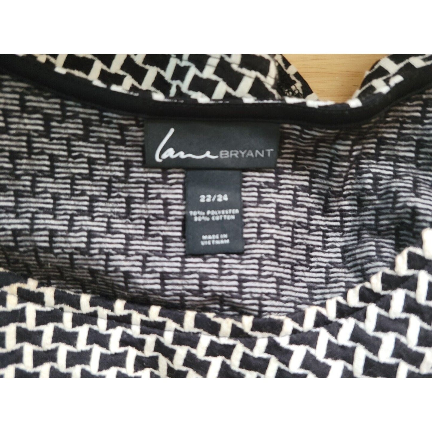 Lane Bryant Womens Top 22 24 Plus Tank Knit Black Geometric Office Sleeveless