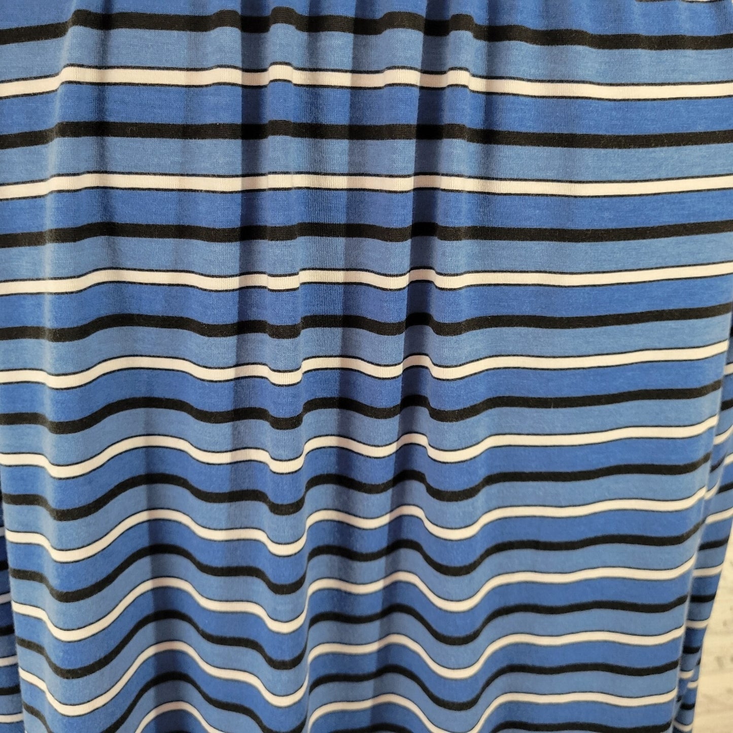 Valerie Stevens Women Top XL 3/4 Sleeve Quarter Zip Poly Blend Blue White Stripe