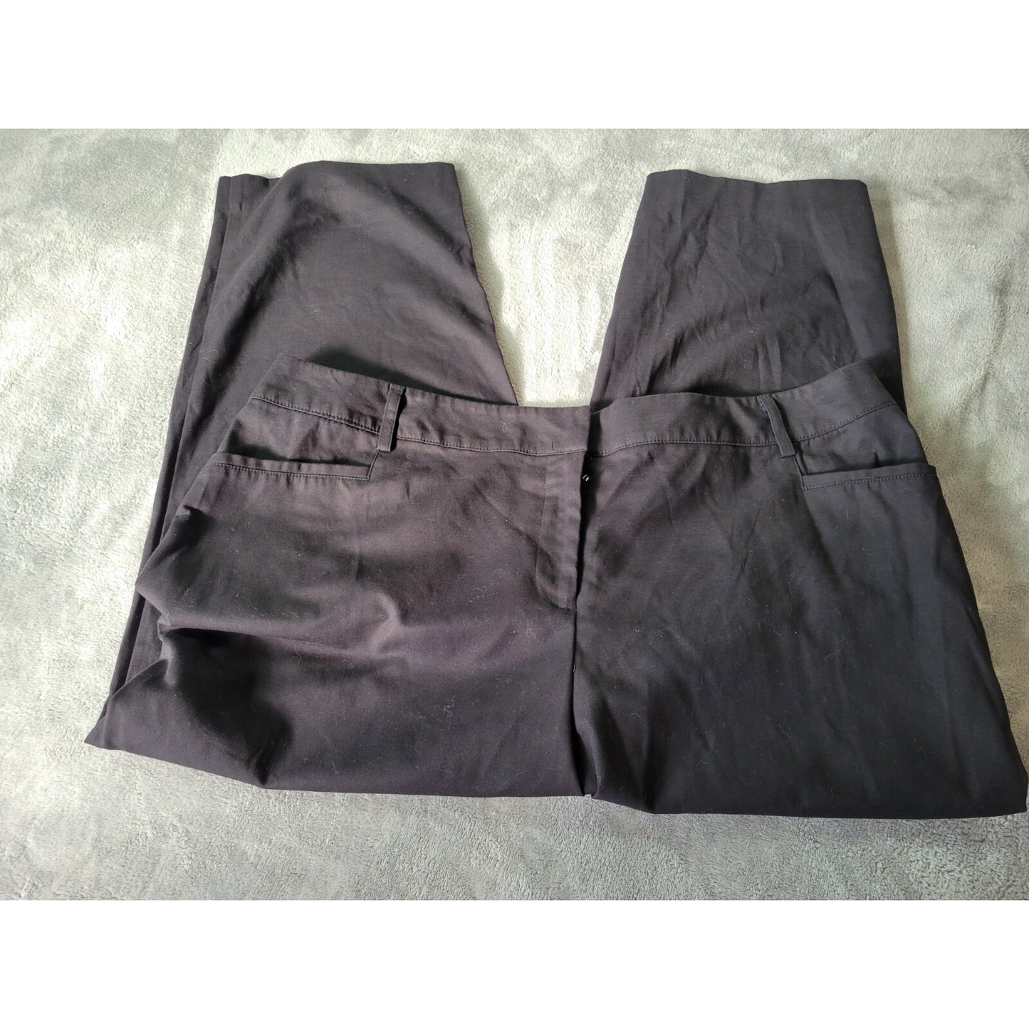 Apt 9 Womens Pants 18 Plus Capri Black Zip Fly Cotton Blend Office Casual