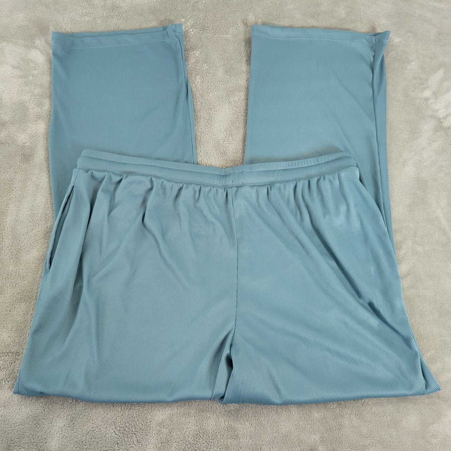 Live 2 Lounge Womens Pants Extra Large XL Pajama Pull On Blue Slinky Poly Blend