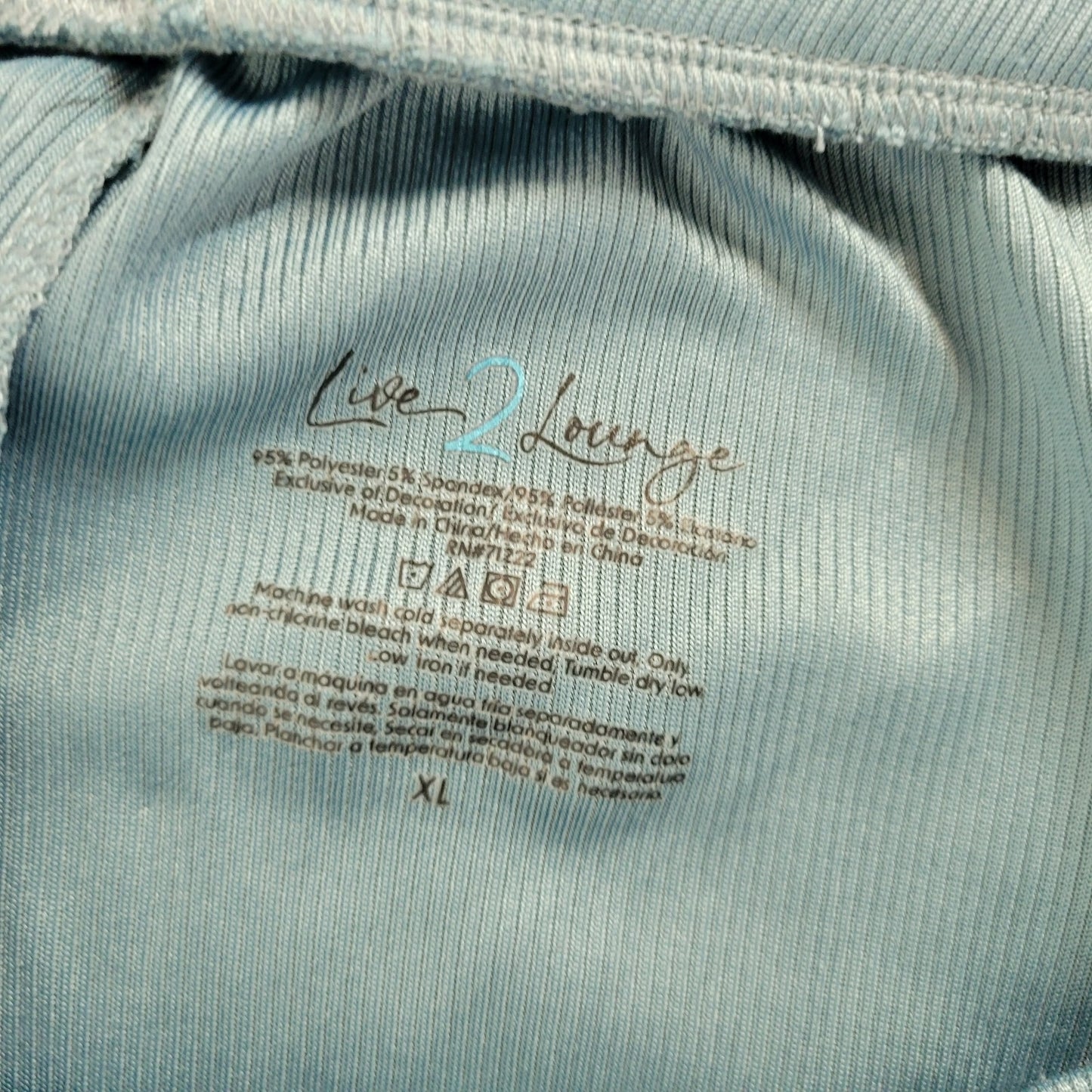 Live 2 Lounge Womens Pants Extra Large XL Pajama Pull On Blue Slinky Poly Blend