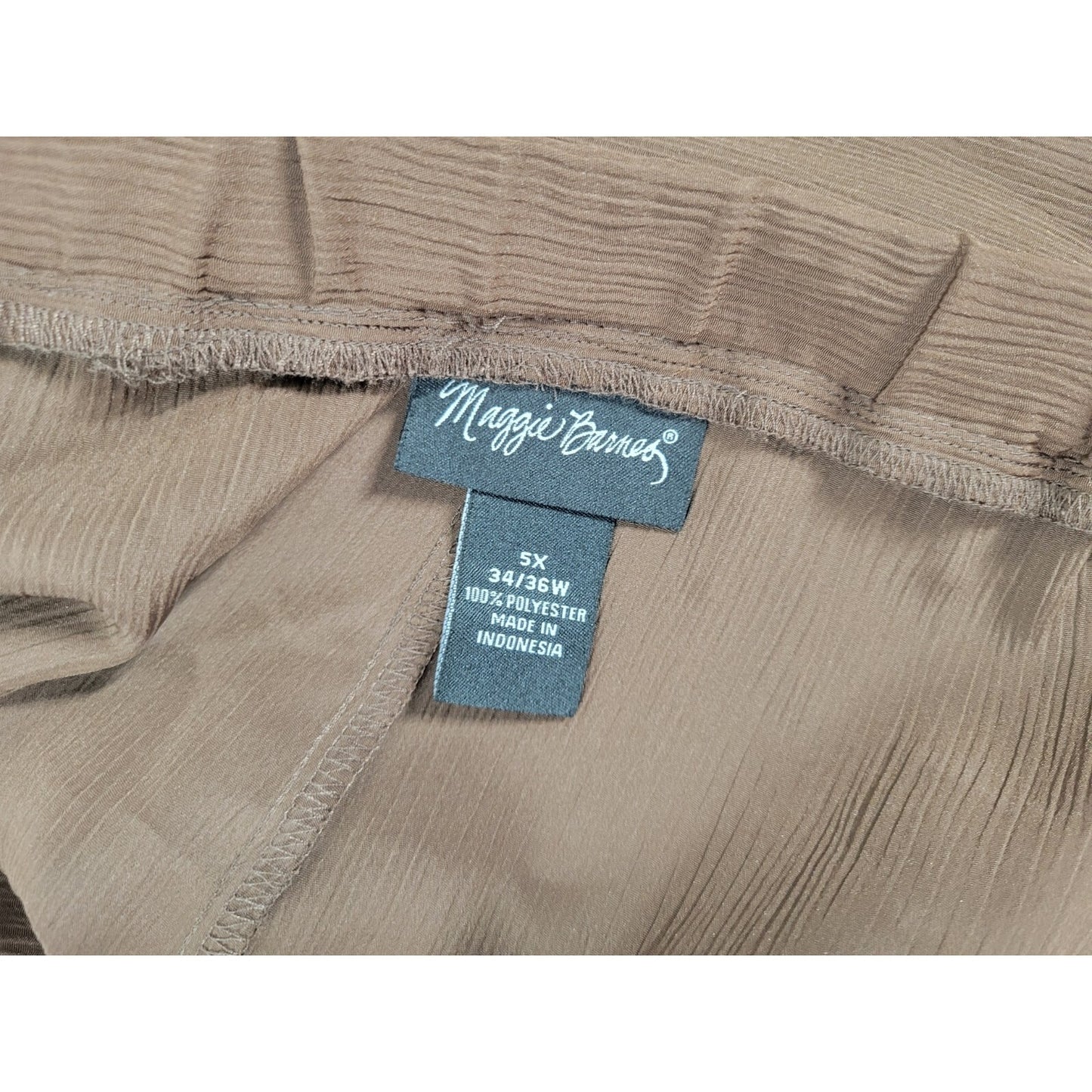 Maggie Barnes Womens Pants 5X Plus Cropped Pull On Brown Comfy Lightweight