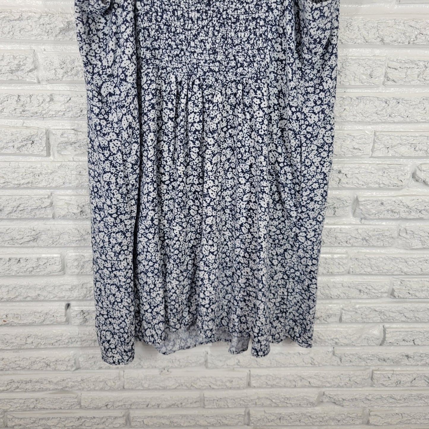 Old Navy Womens Dress XXL Plus Mini Slip Blue Floral Spaghetti Strap Linen Rayon