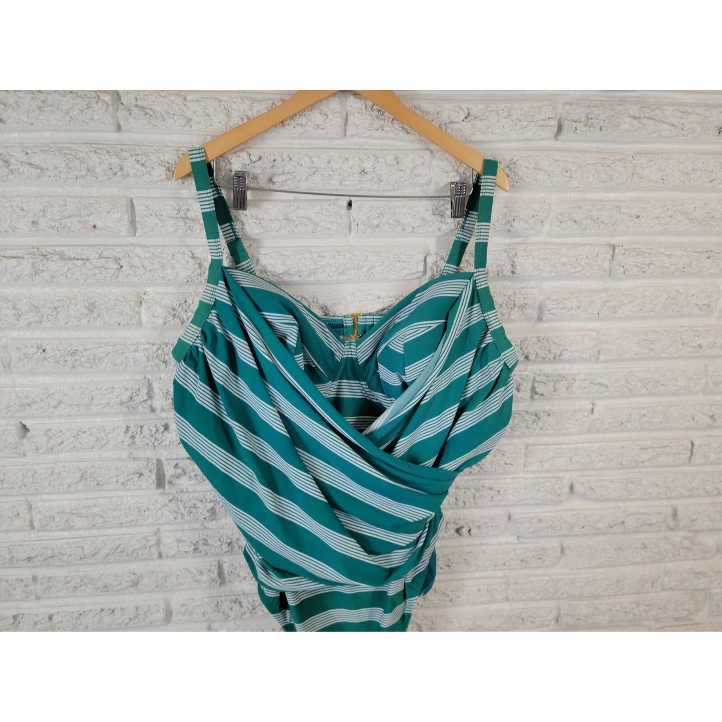 Terra Sky Women Swimsuit 4X 28W 30W Plus One Piece Bra Clip Back Blue Green