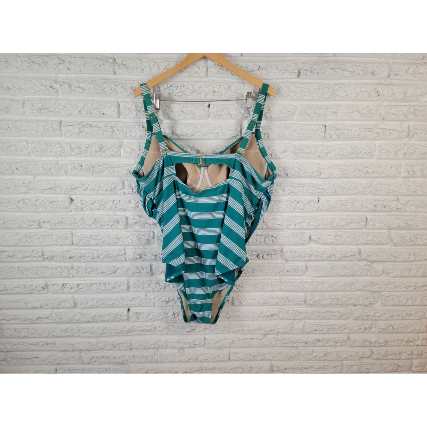 Terra Sky Women Swimsuit 4X 28W 30W Plus One Piece Bra Clip Back Blue Green