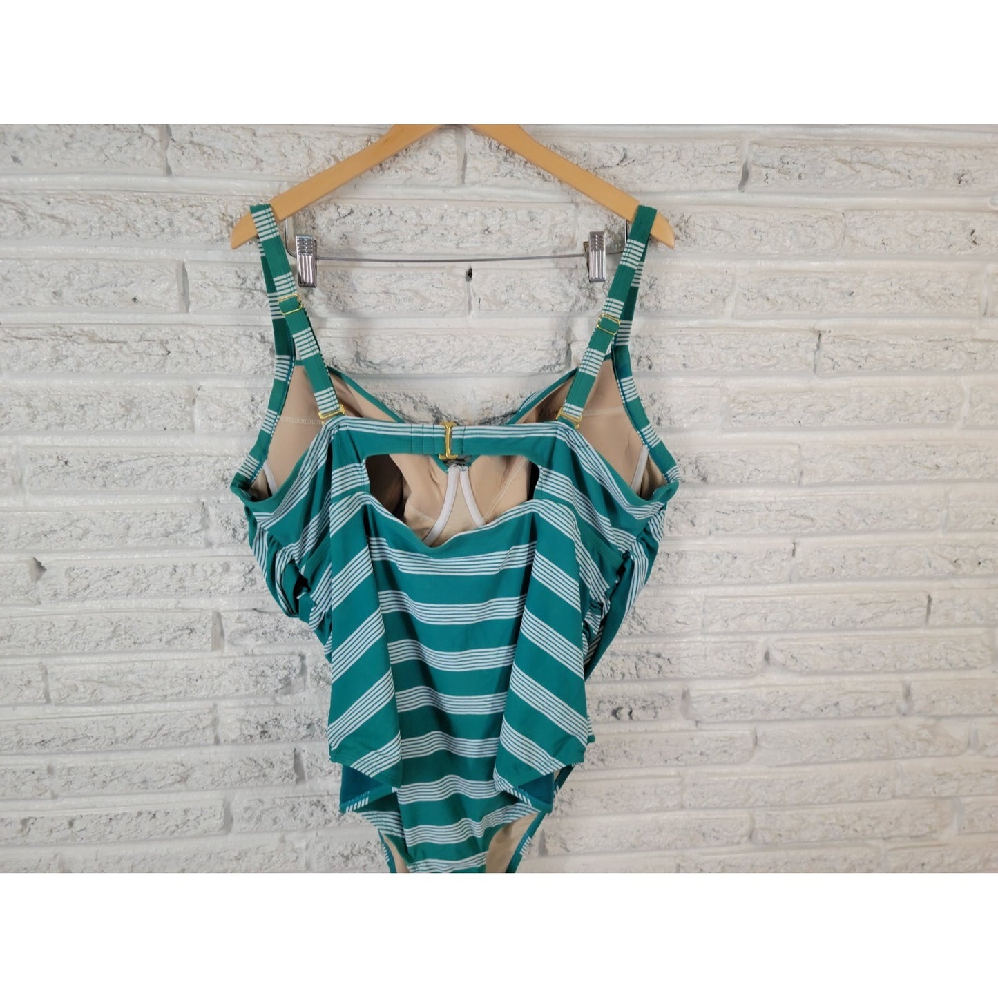 Terra Sky Women Swimsuit 4X 28W 30W Plus One Piece Bra Clip Back Blue Green