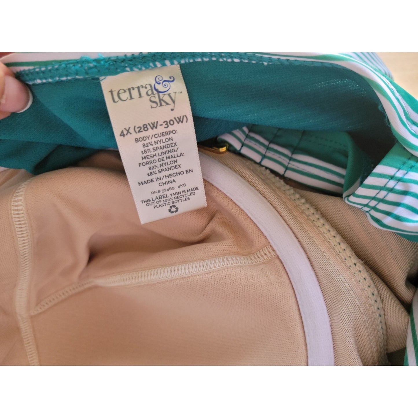 Terra Sky Women Swimsuit 4X 28W 30W Plus One Piece Bra Clip Back Blue Green