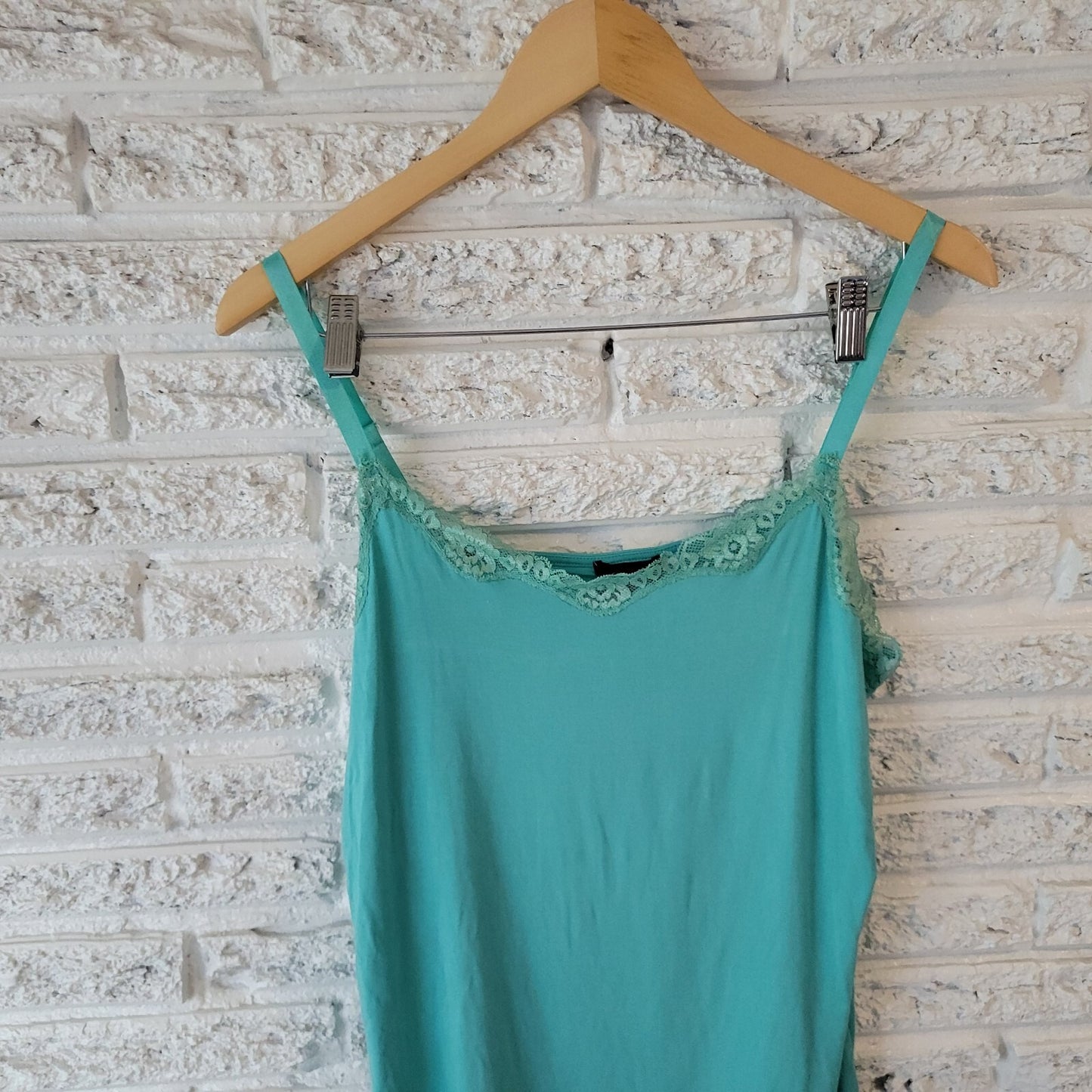 Nue Options Womens Top Extra Large Camisole Blue Adjustable Spaghetti Lace Trim