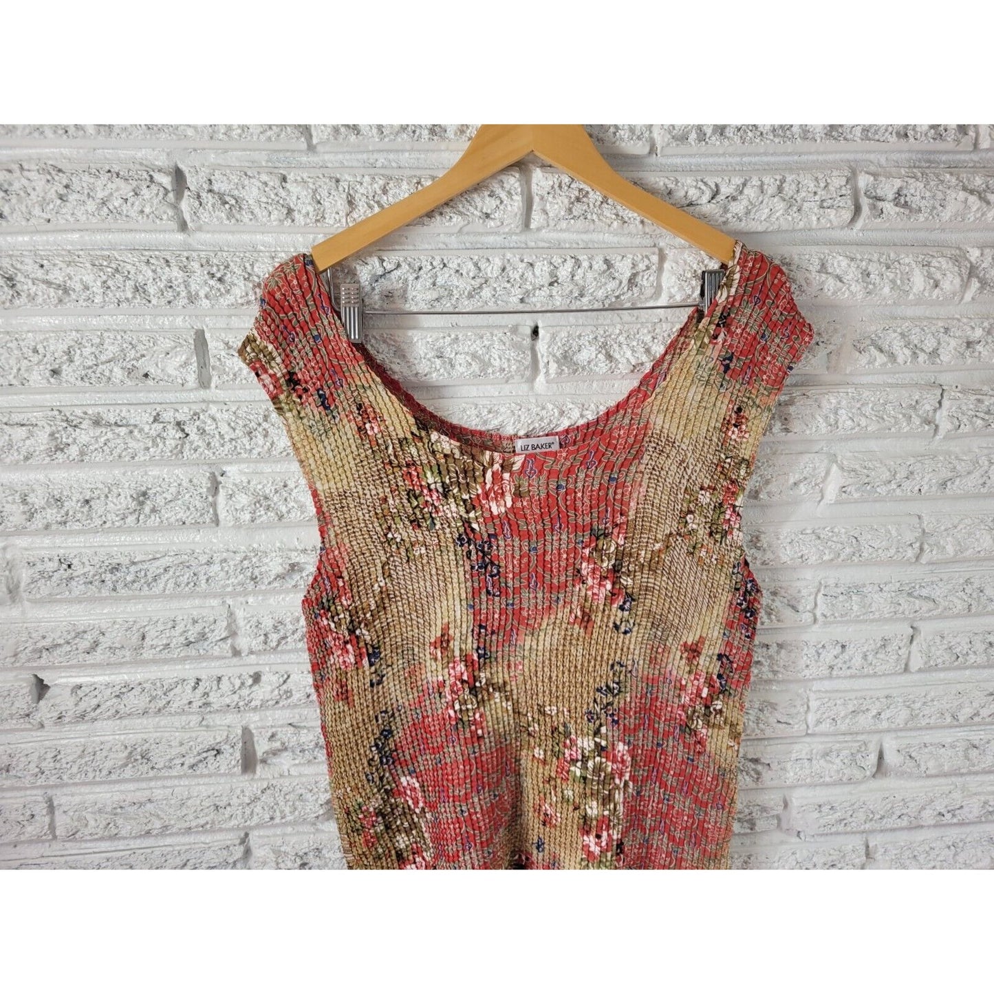 Liz Baker Womens Top 18W Plus Tank Red Floral Lightweight Sheer Crepe Festival