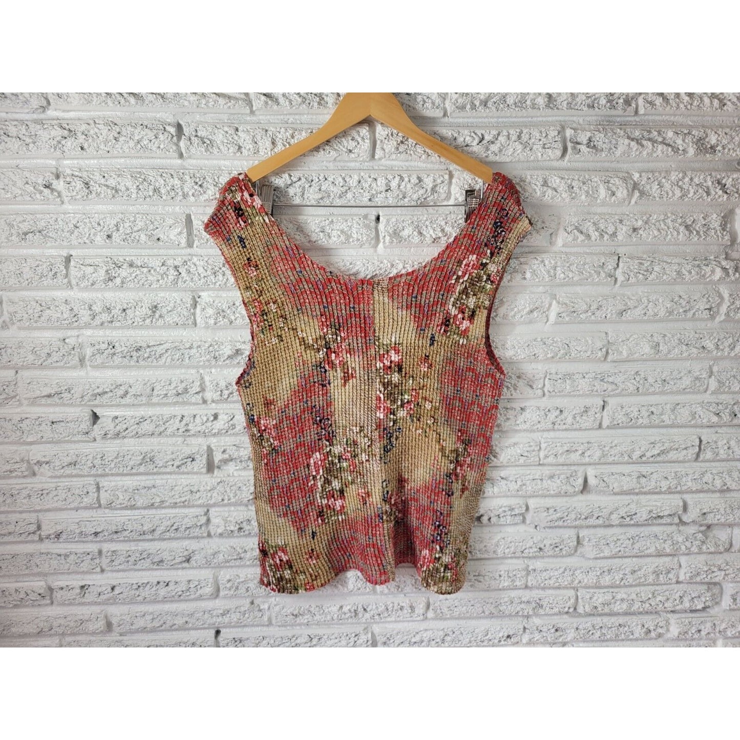 Liz Baker Womens Top 18W Plus Tank Red Floral Lightweight Sheer Crepe Festival