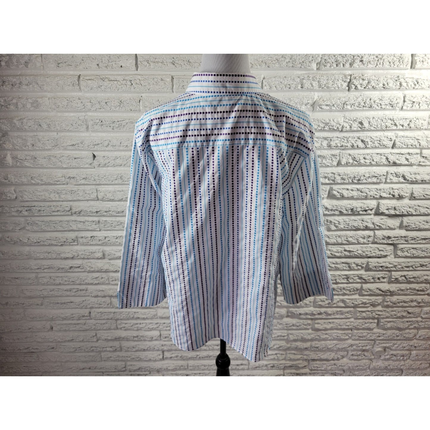 Westbound Womens Top Extra Large Long Sleeve Wrinkle Free Casual Blue Dot Stripe