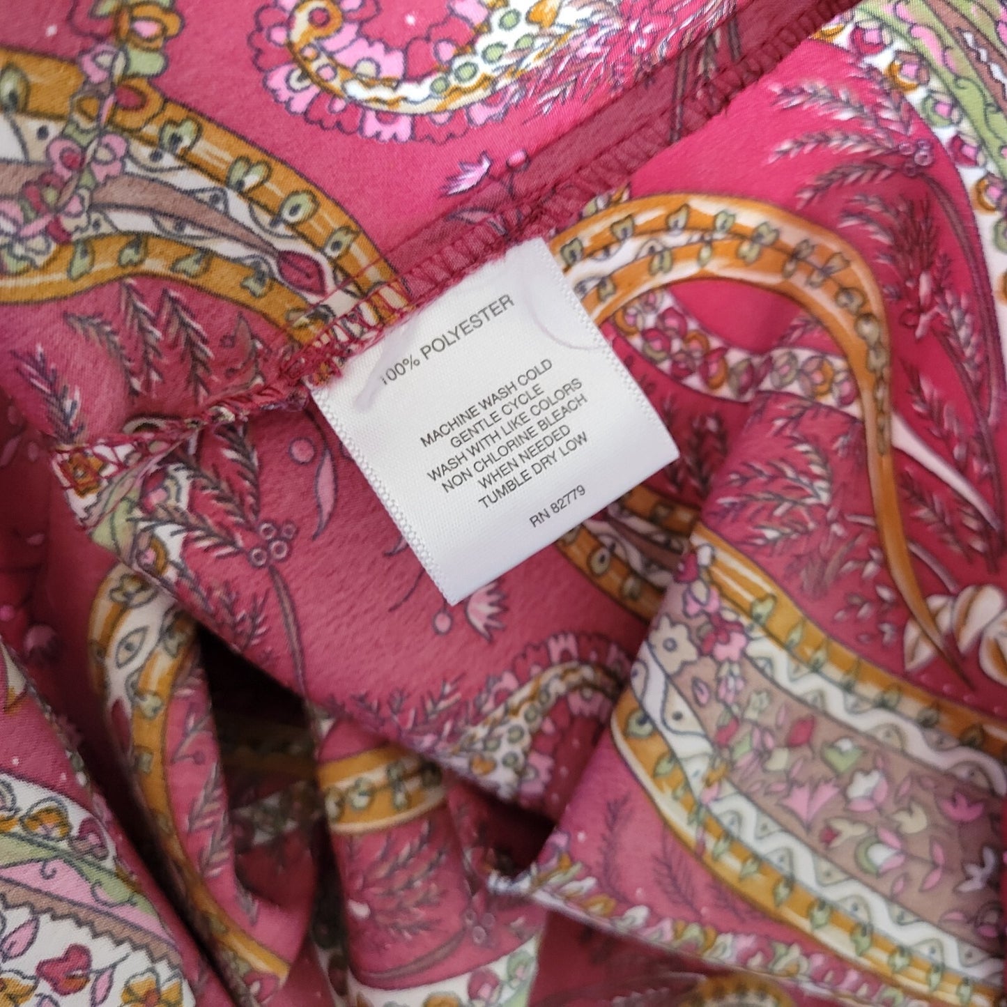 Rebecca Malone Womens Top 1X Plus Roll Tab Sleeve Burgundy Paisley Lightweight