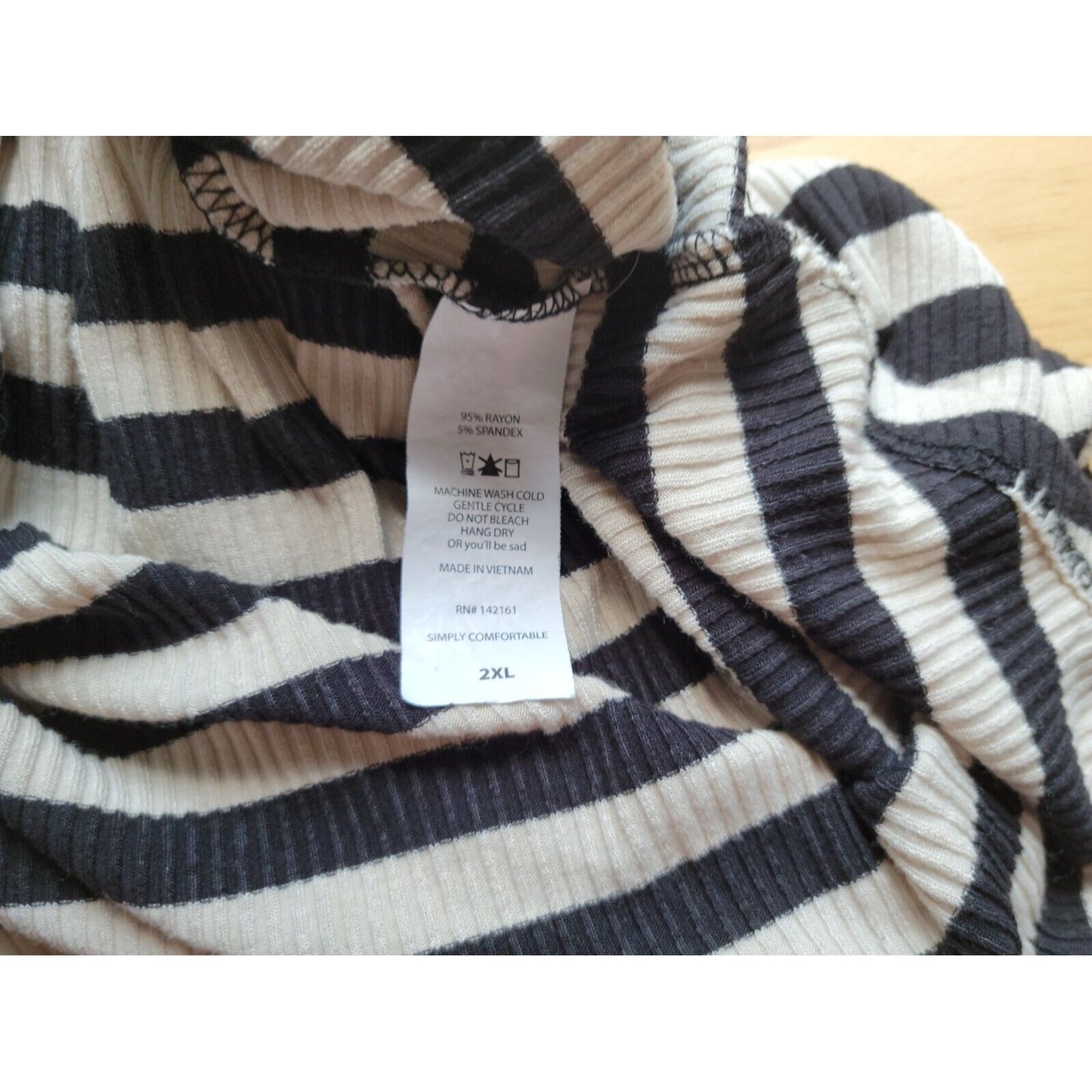 Lularoe Womens Top 2XL Plus Tee Knit Black Stripe Pullover Asymmetric Casual