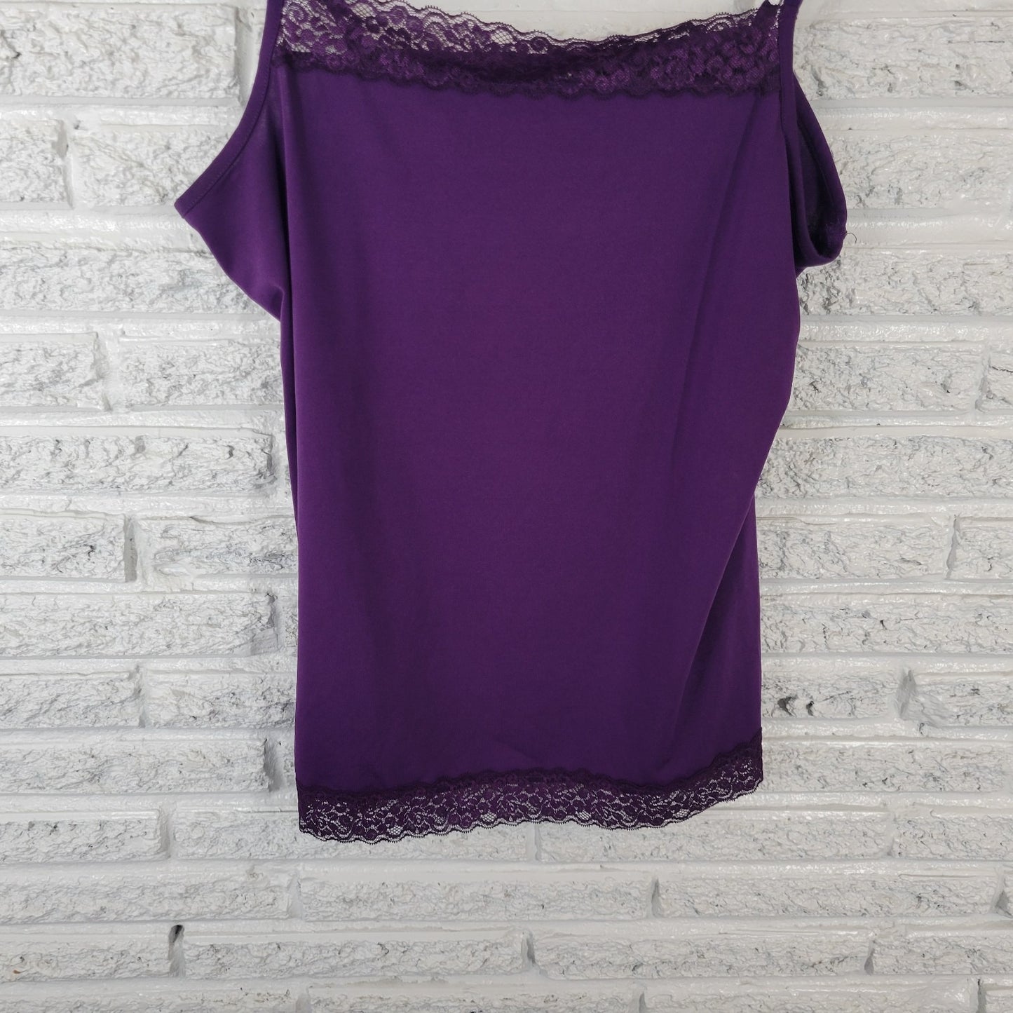 Fashion Bug Women Top Extra Large Camisole Purple Lace Trim Adjustable Spaghetti