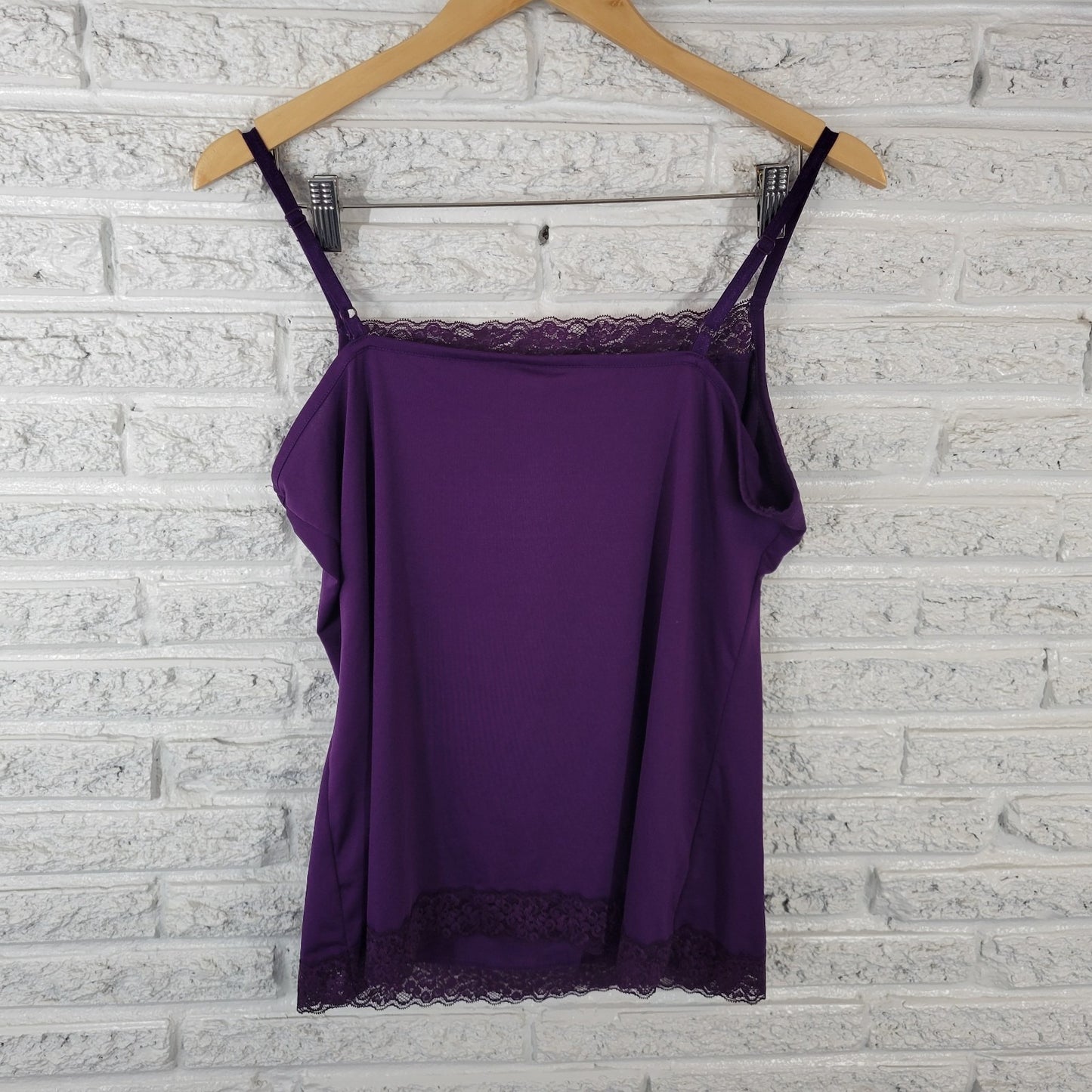 Fashion Bug Women Top Extra Large Camisole Purple Lace Trim Adjustable Spaghetti