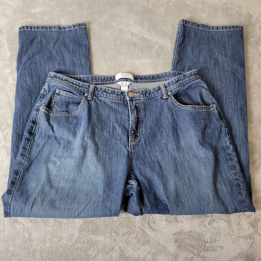 CJ Banks Womens Jeans 18W Plus Straight Leg Dark Blue Denim Zip Fly Cotton Blend