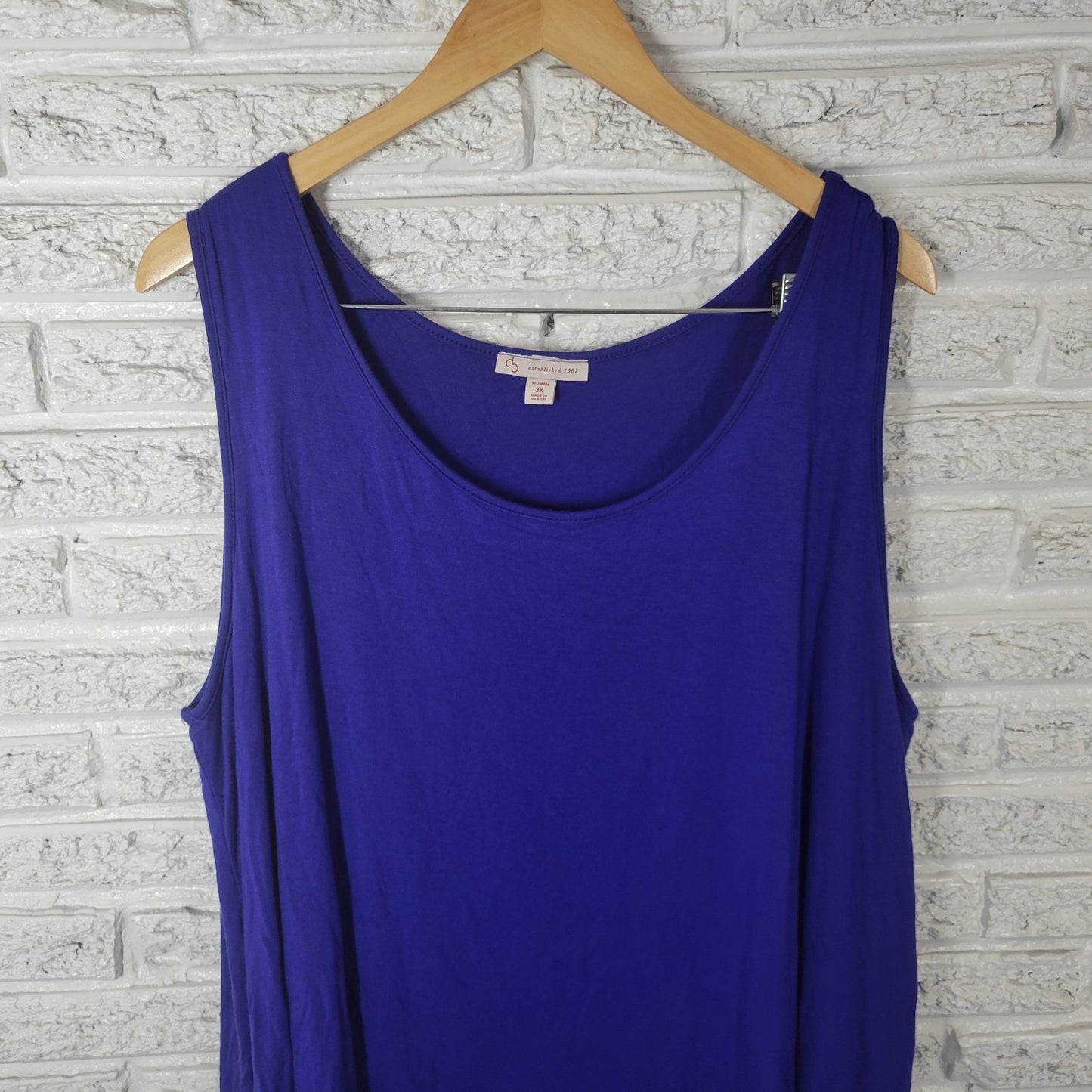 Dress Barn Womens Top 3X Plus Tank Tunic Blue Layered Rayon Spandex Casual Comfy