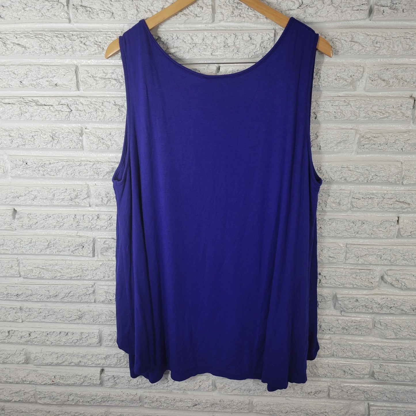 Dress Barn Womens Top 3X Plus Tank Tunic Blue Layered Rayon Spandex Casual Comfy