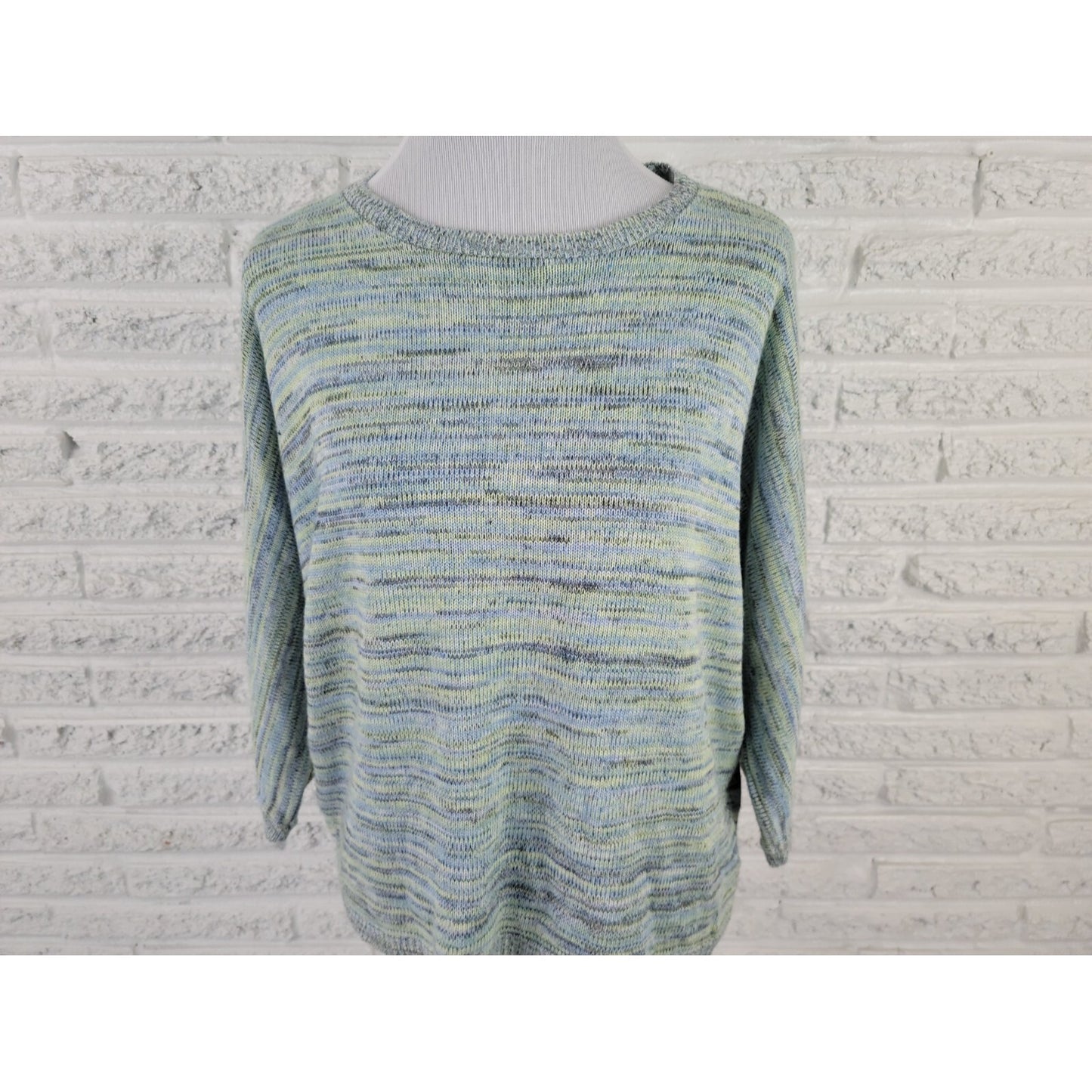 Liz Claiborne Womens Sweater Extra Large Dolman Sleeve Acrylic Casual Green Blue