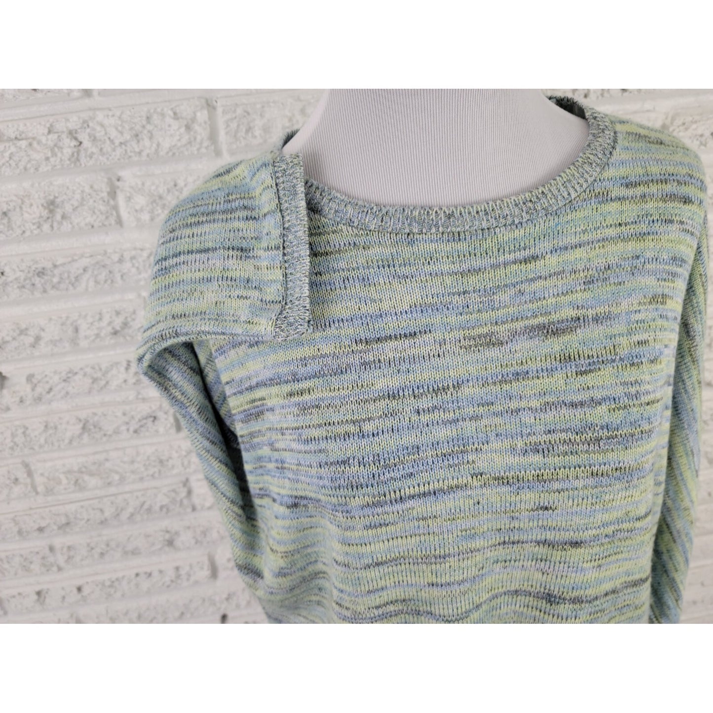 Liz Claiborne Womens Sweater Extra Large Dolman Sleeve Acrylic Casual Green Blue