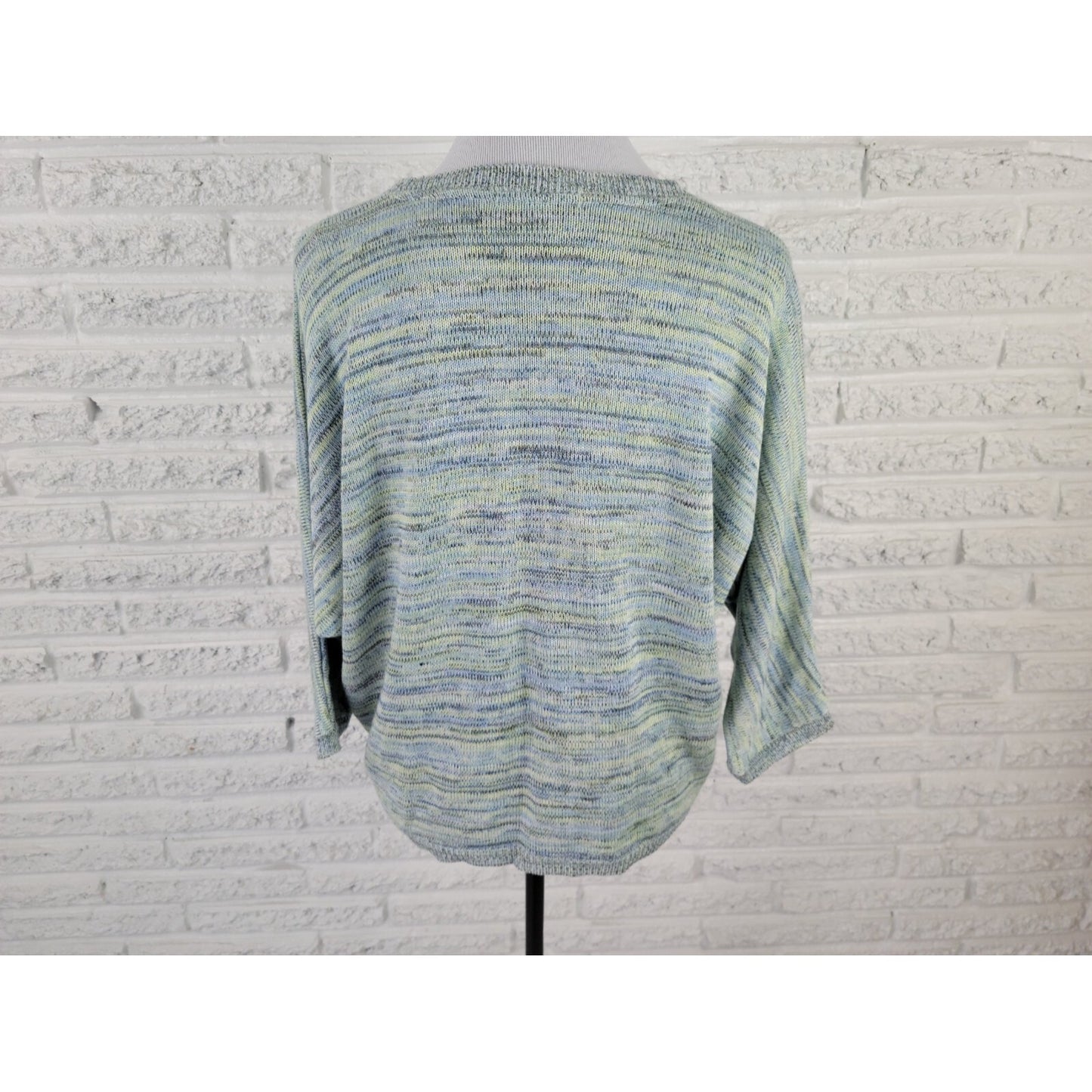 Liz Claiborne Womens Sweater Extra Large Dolman Sleeve Acrylic Casual Green Blue