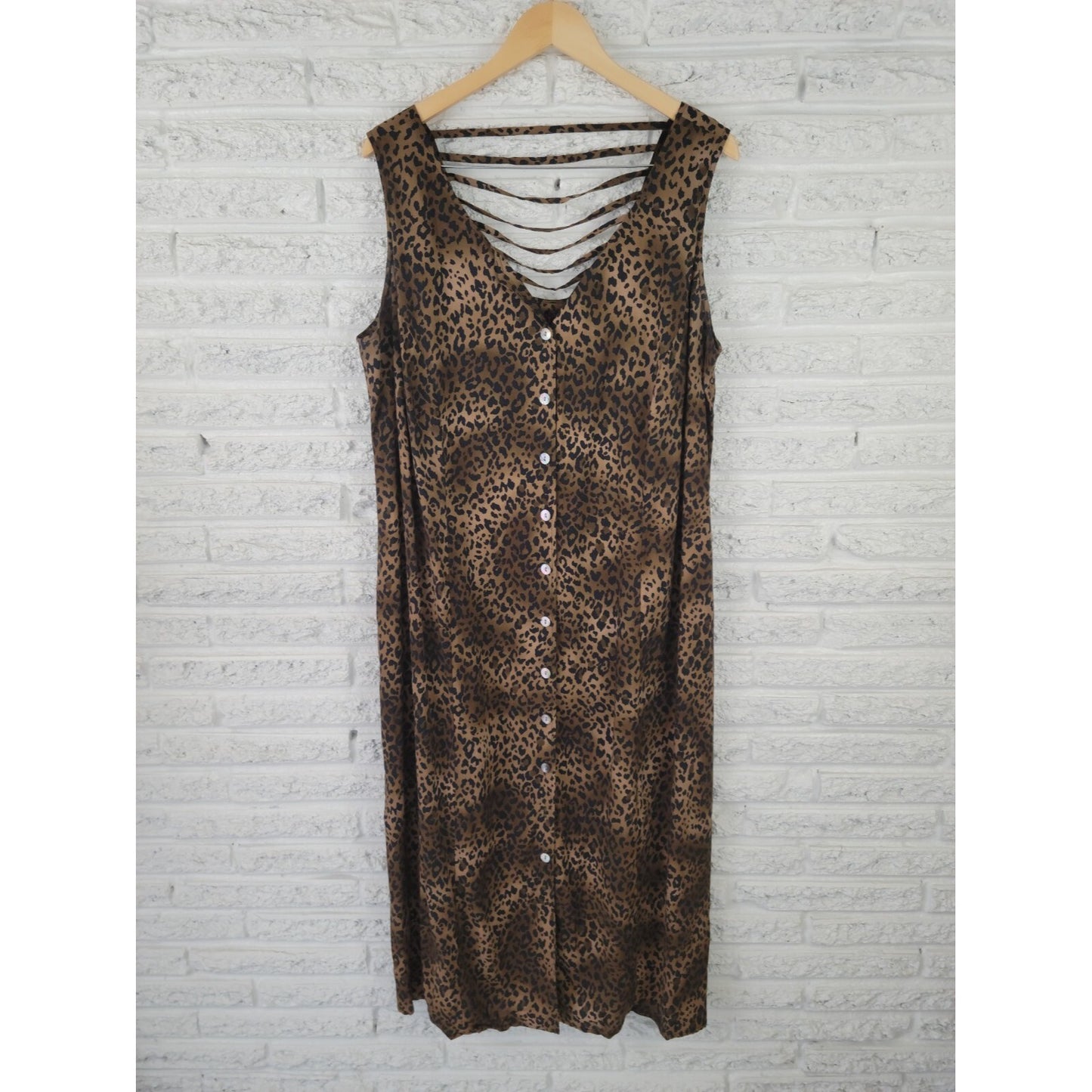 DGI Darian Womens Dress 20W Plus Shift Midi Sleeveless Brown Animal Print Office