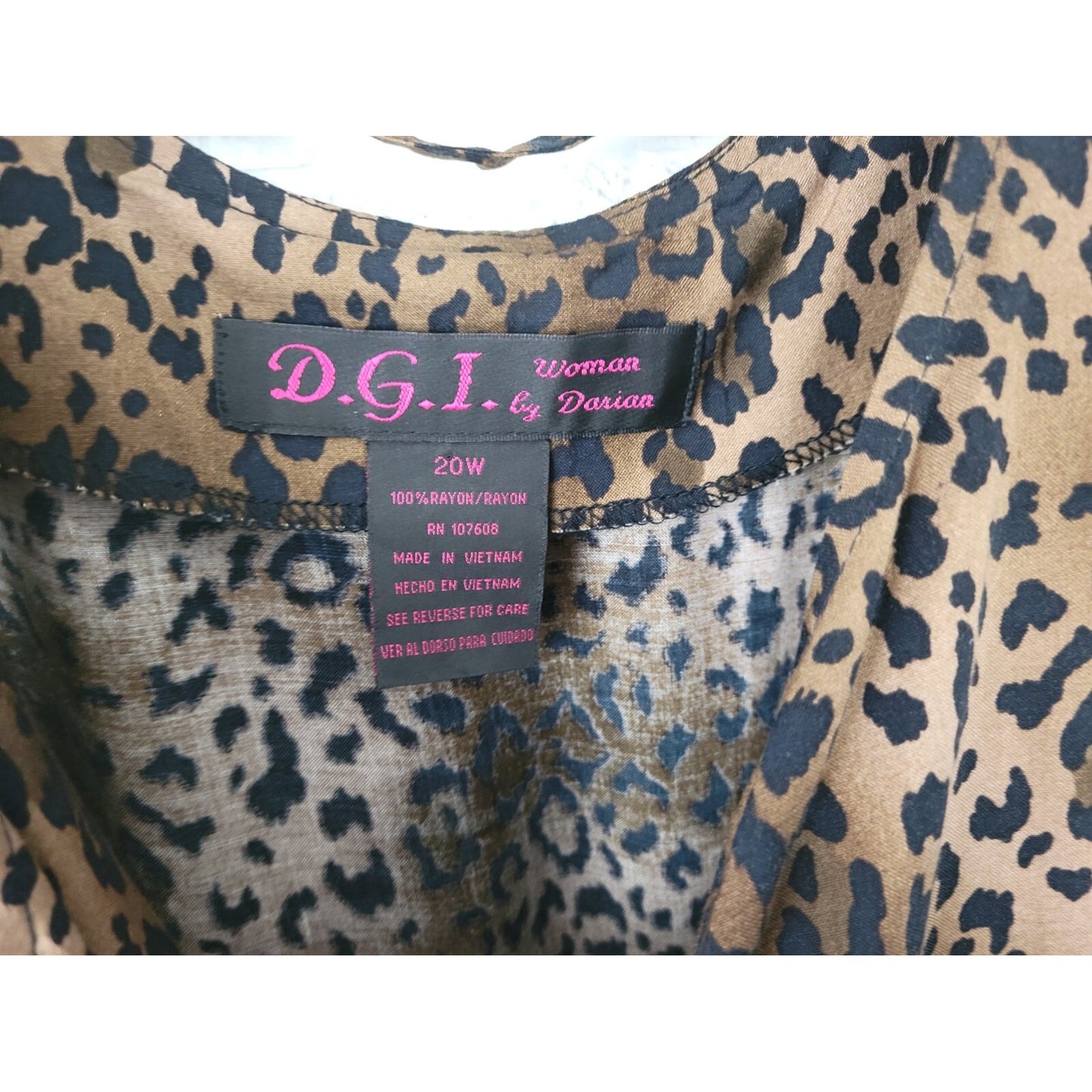 DGI Darian Womens Dress 20W Plus Shift Midi Sleeveless Brown Animal Print Office