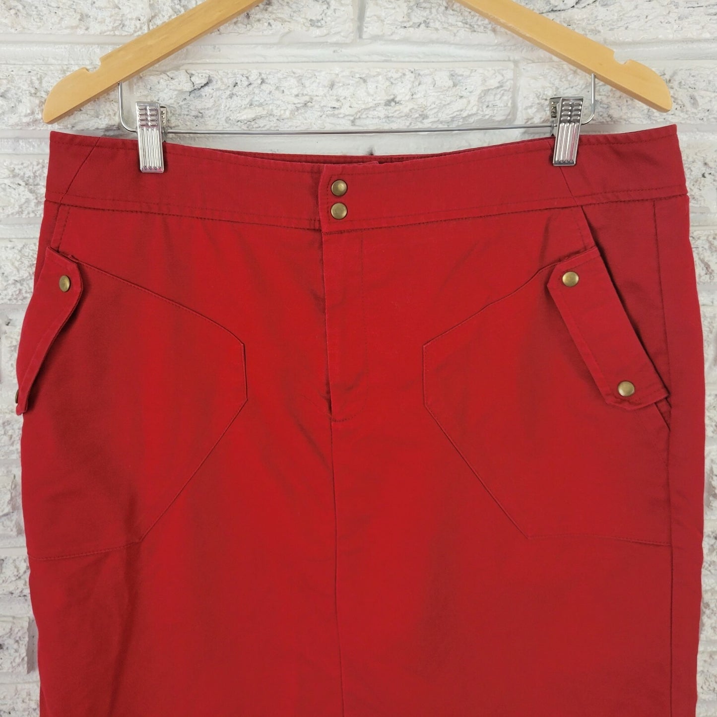 Worthington Womens Skirt 18 Plus Pencil Straight Rust Red Slash Pockets Lined