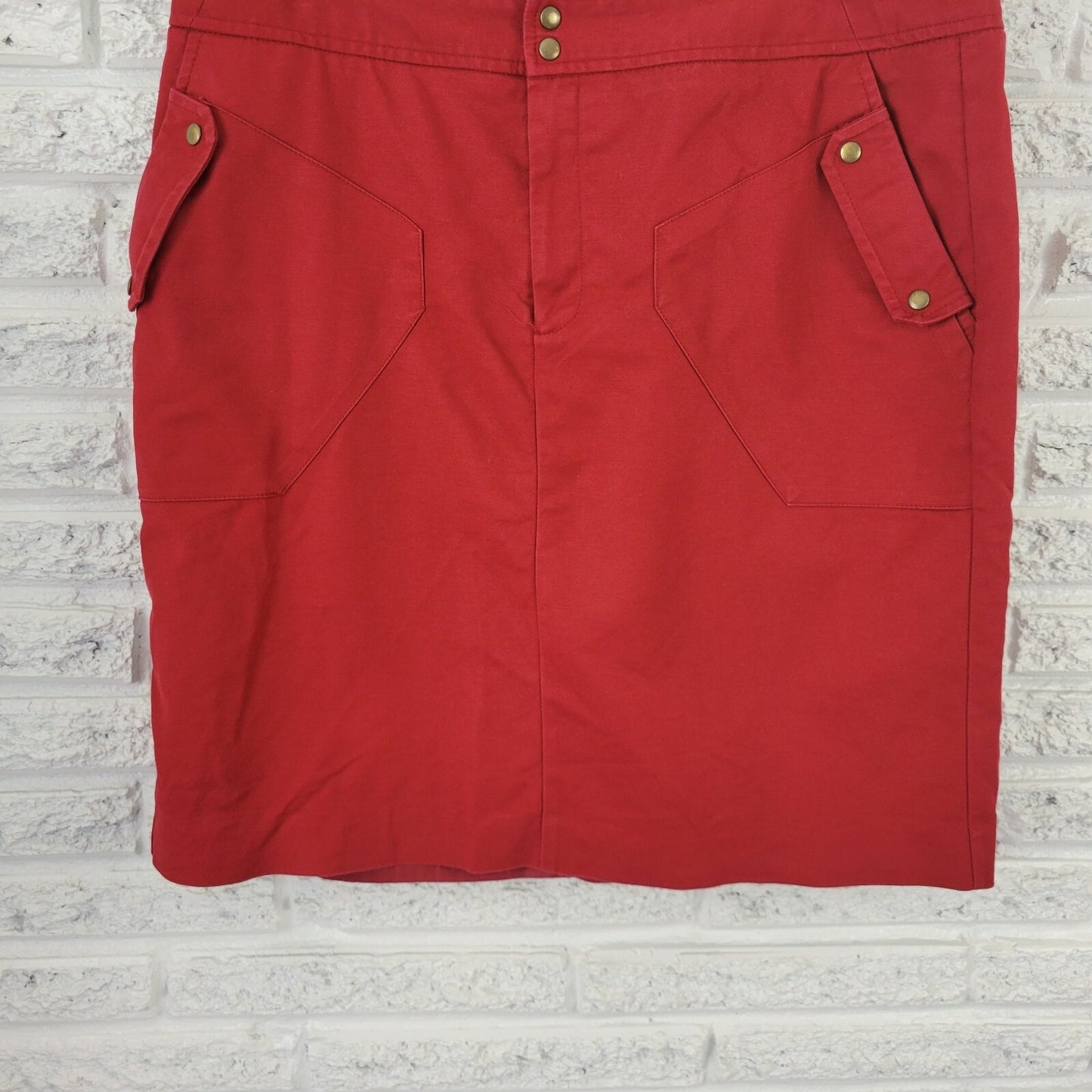 Worthington Womens Skirt 18 Plus Pencil Straight Rust Red Slash Pockets Lined