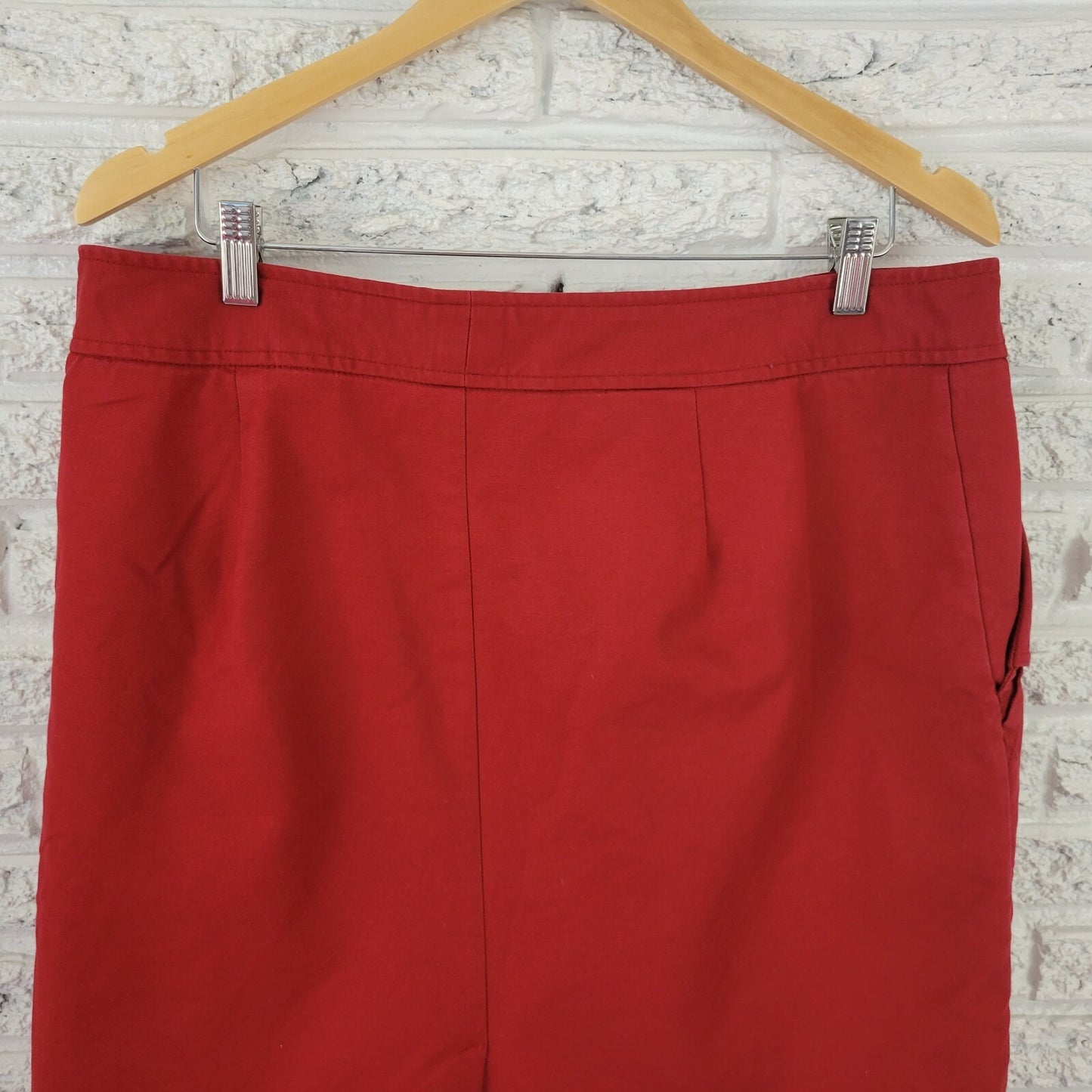 Worthington Womens Skirt 18 Plus Pencil Straight Rust Red Slash Pockets Lined